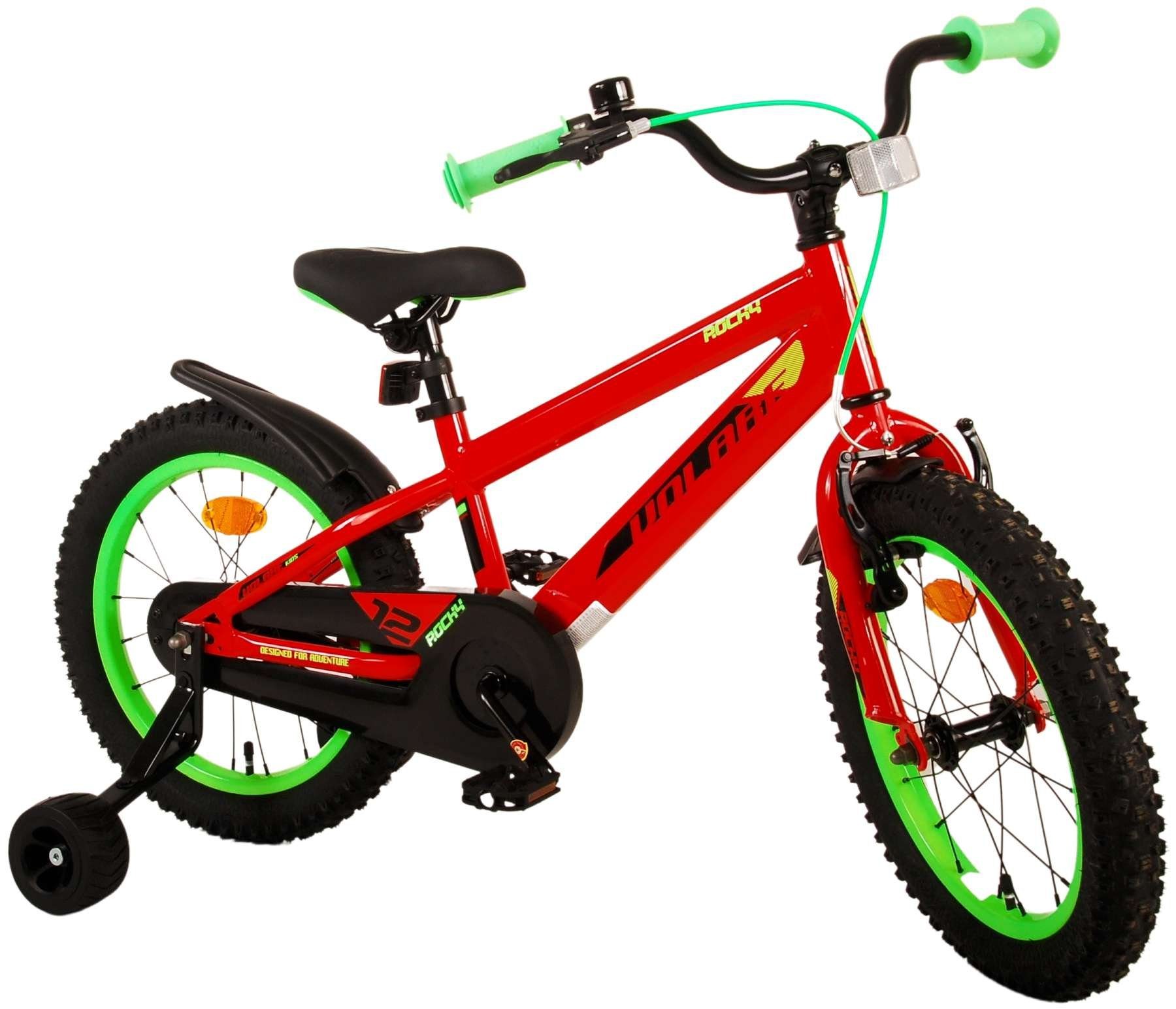 TPFSports Kinderfahrrad Volare Rocky 16 Zoll Rücktritt und Handbremse, 1 Gang, (Kinder Jugend Fahrrad - Jungsfahrrad - Rutschfeste Sicherheitsgriffe), Kinder Fahrrad 16 Zoll - Kinderrad Modern - Rot | Kinderfahrräder