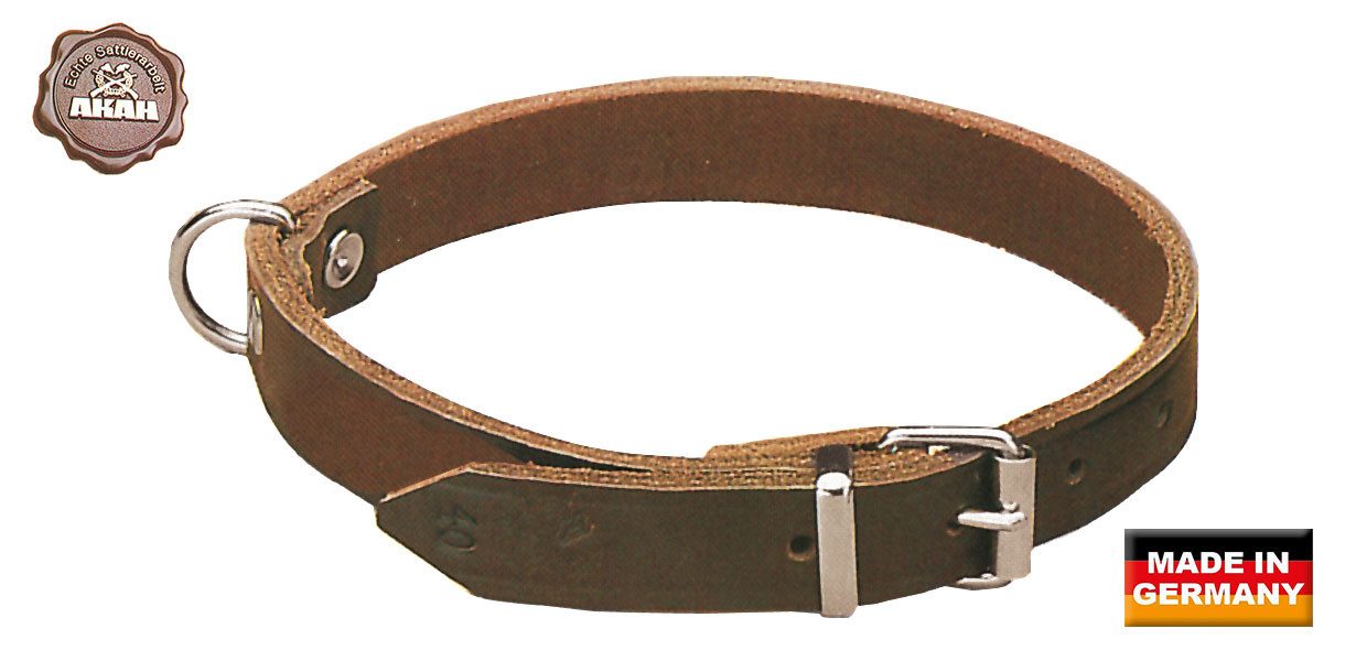 AKAH Hunde-Halsband AKAH Halsband genietet aus Sattelleder – robustes Leder-Halsband