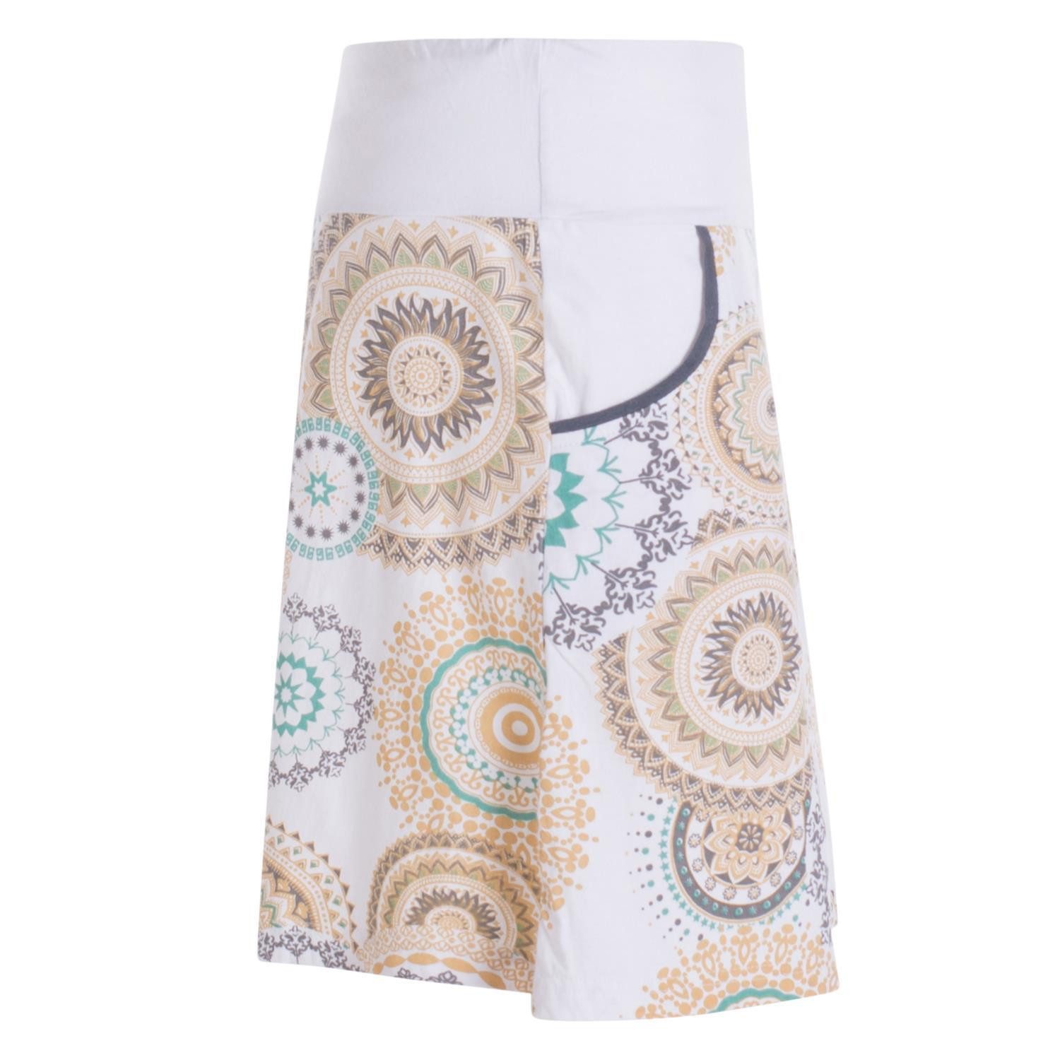 Vishes Minirock Kurzer Damen Baumwoll-Rock Taschen-Rock Mini-Röcke Mandala Hippie, Ethno, Boho Style
