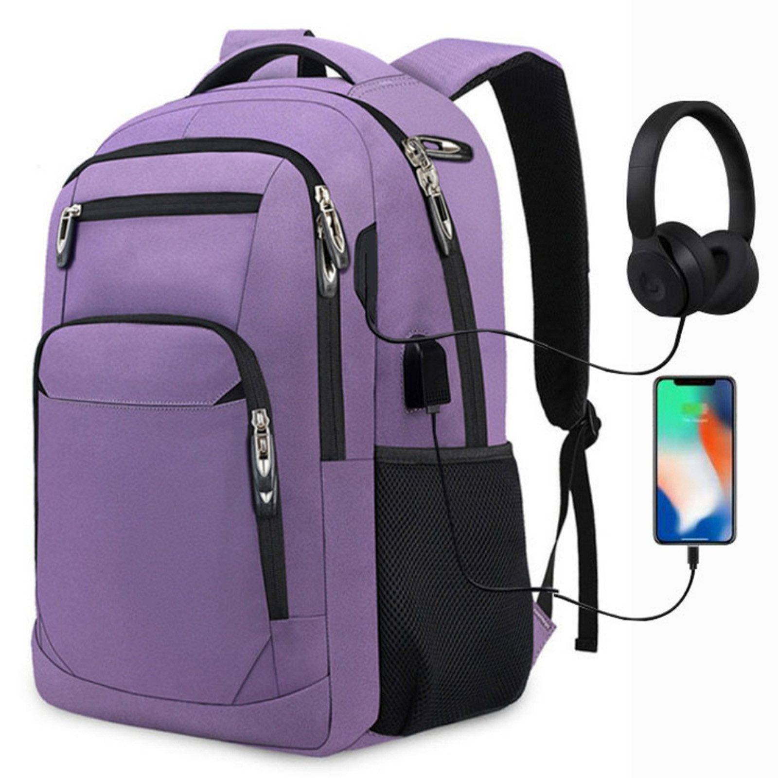 REDOM Laptoprucksack Laptop Rucksack Rucksäcke Schulrucksack Wasserbeständig Laptoptasche (Laptop Notebook Tasche Schule Uni Rucksack, 1-tlg., Sportrucksack, mit USB-Anschluss, Anti-Diebstahl, Backpack mit Laptopfach), fur Herren Damen Jungen Teenager Freizeit Arbeit Business Reisen