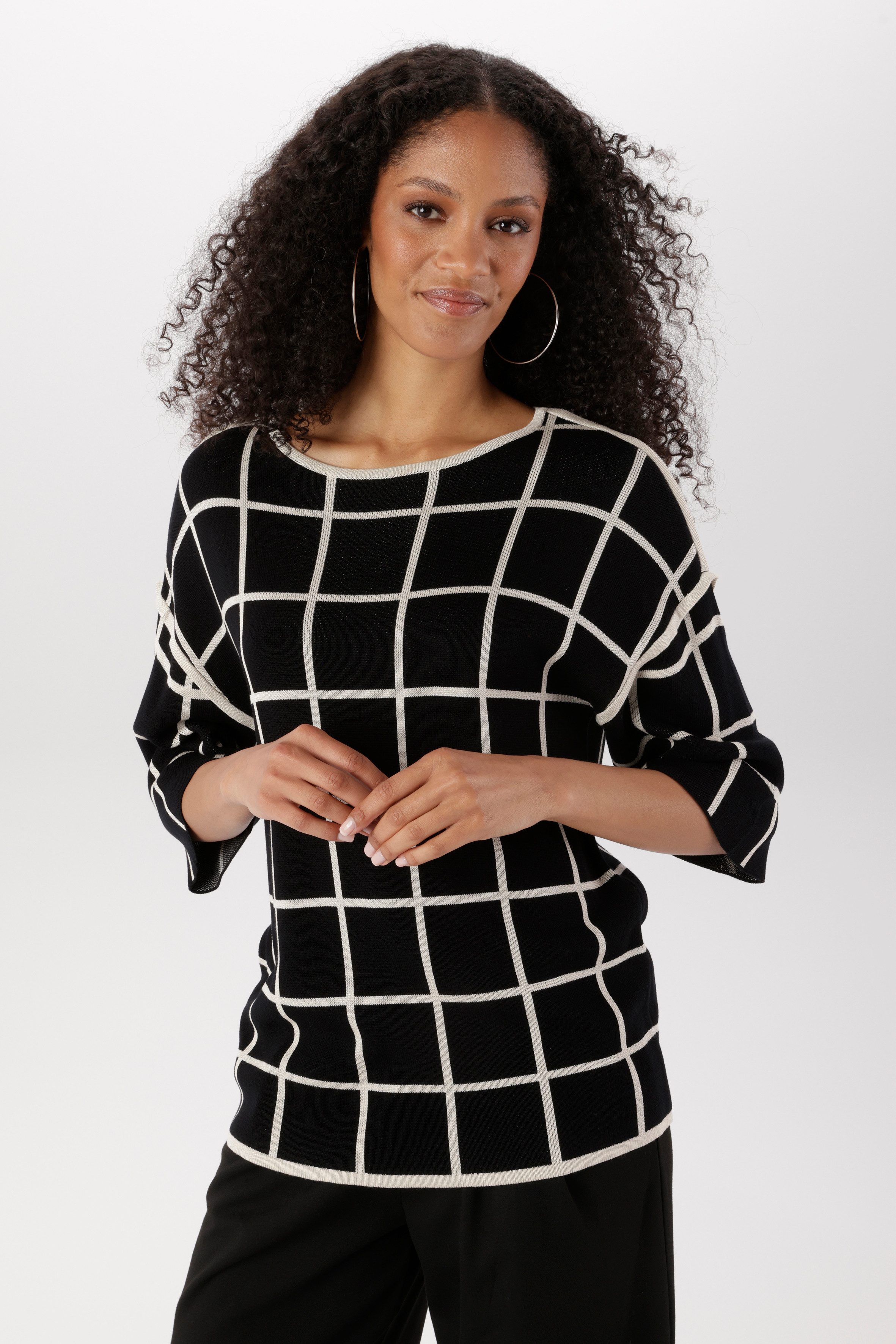 Aniston SELECTED Strickpullover mit auffälligen Karomuster allover - NEUE KOLLEKTION