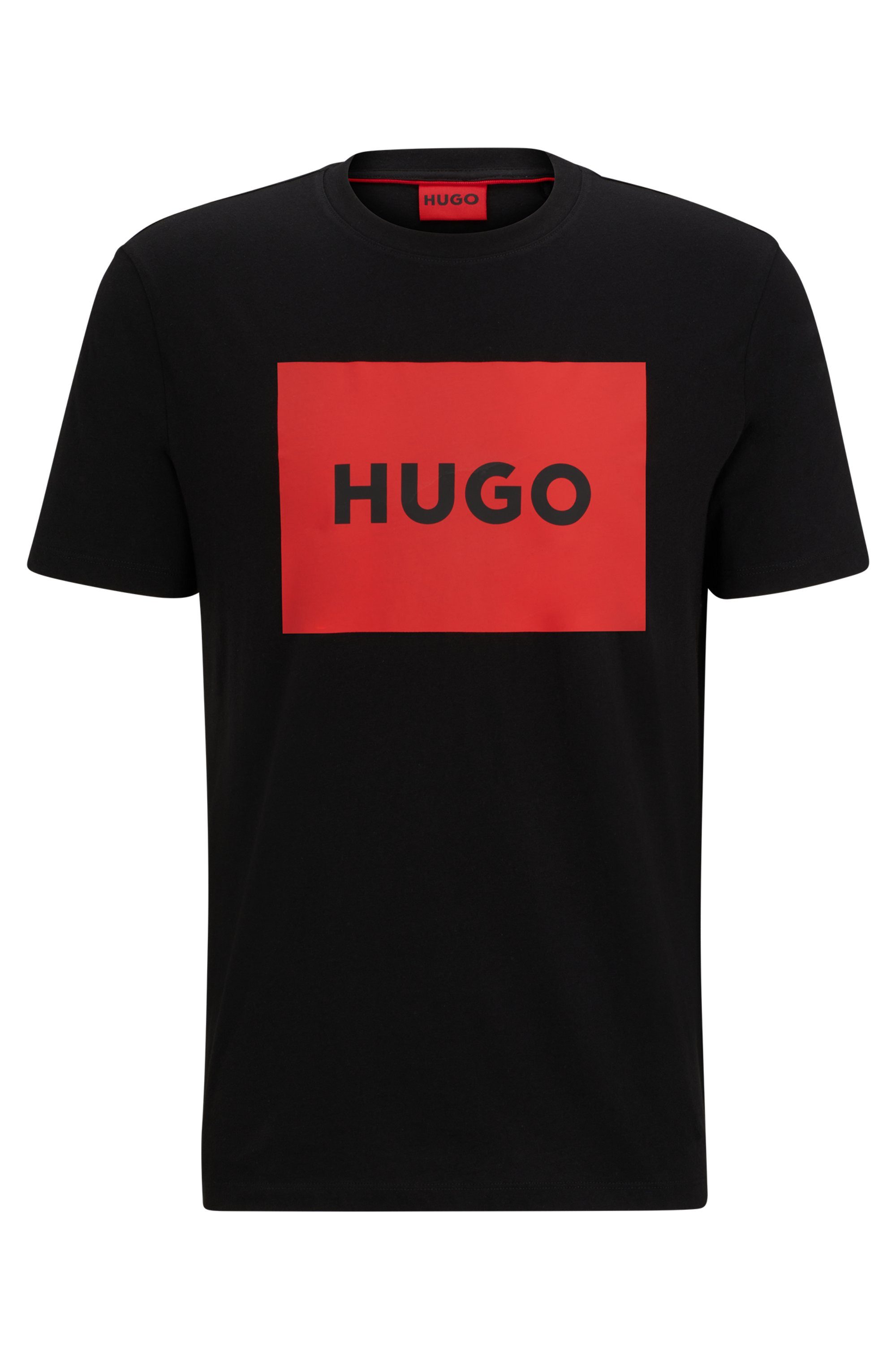HUGO T-Shirt Dulive Rundhalsausschnitt, Regular Fit, Basic Must Have, HUGO Logo Gummidruck