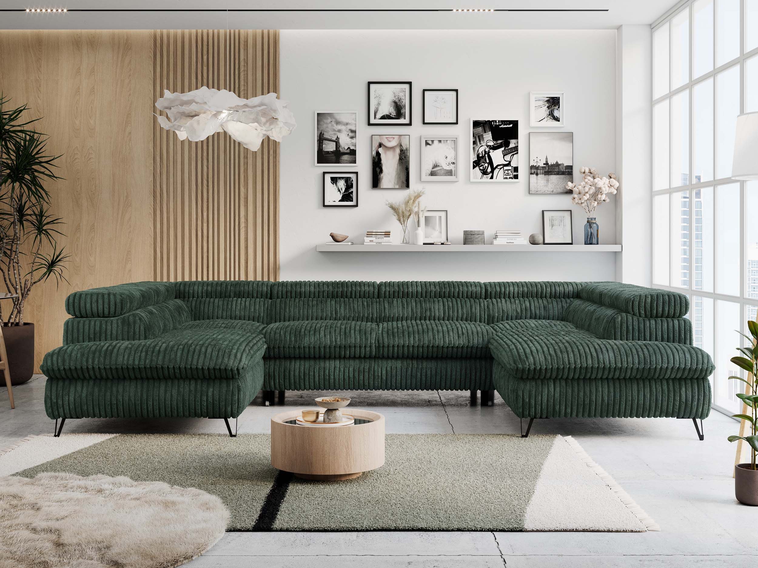 MKS MÖBEL Ecksofa PETER U, Set, Ecksofa U-Form, Wellenfedern, HR35-Schaum, form, Sofa big XXL, Bettkasten, Bettfunktion, Einstellbare Kopfstützen