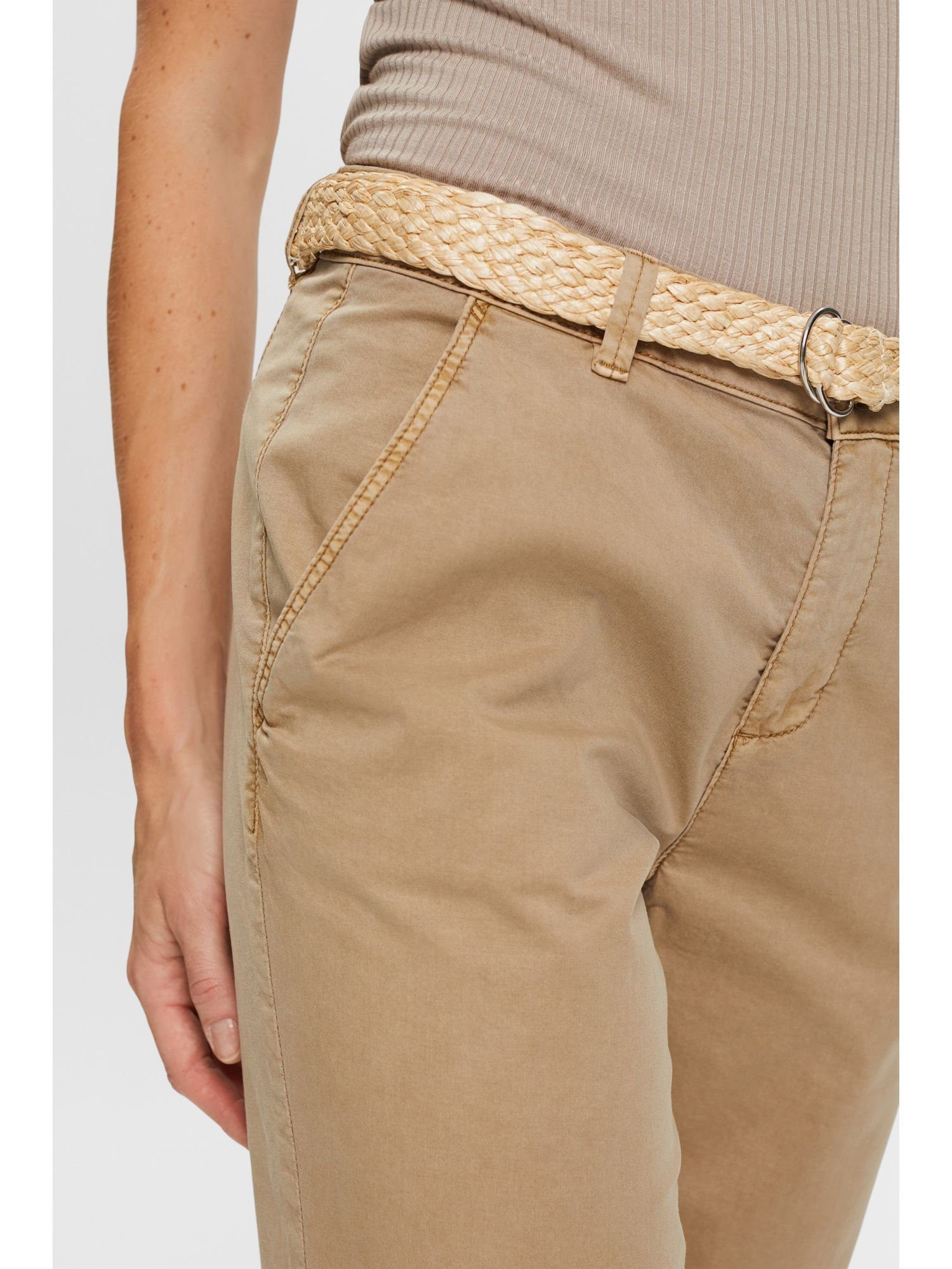 Esprit Chinohose Chinohose mit Gürtel TAUPE