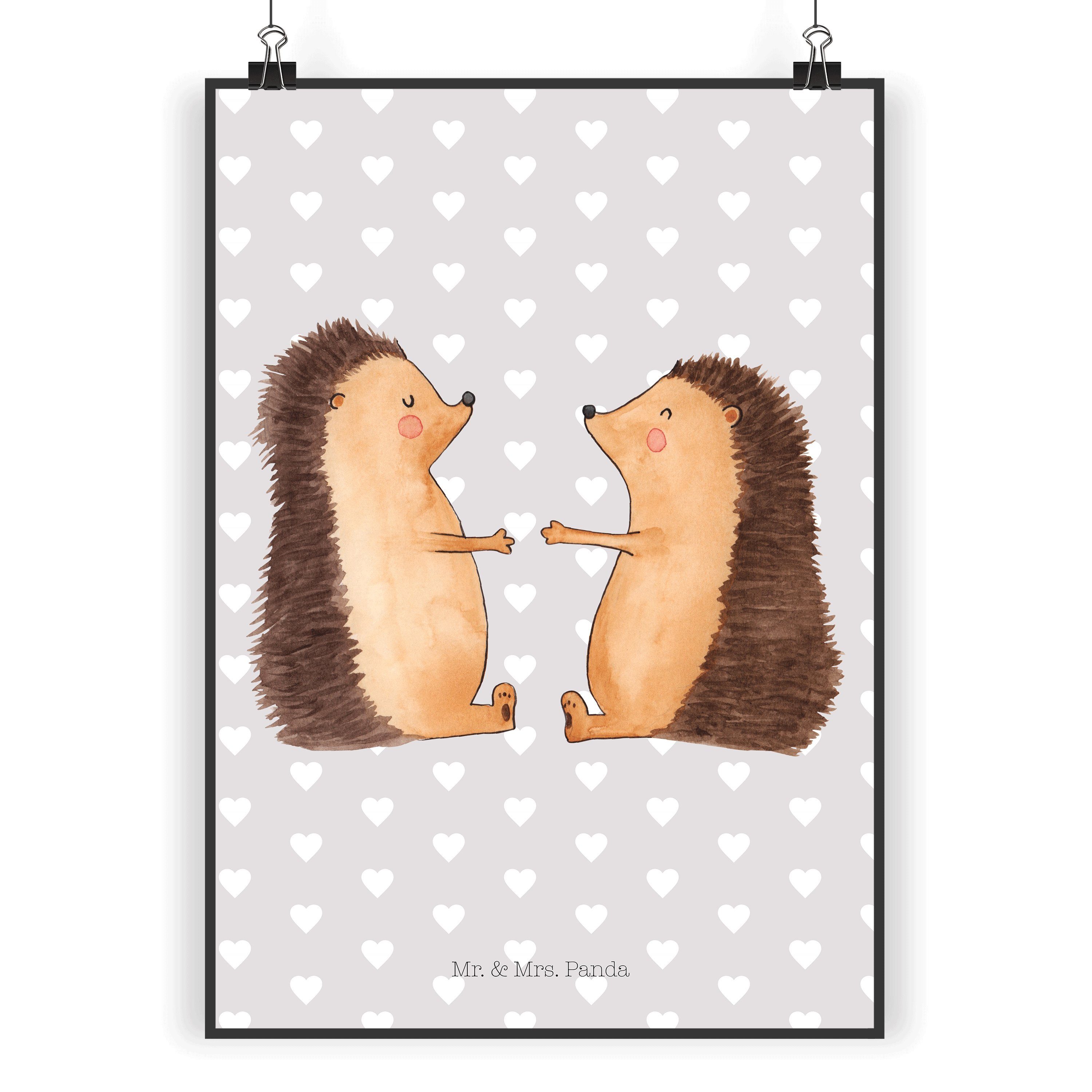 Mr. & Mrs. Panda XL Schminktasche „Pinguin Liebe“ – 28,5 X 20 Cm, Aus 100% Baumwolle, Handgezeichnetes Motiv, Geschenk Für Verliebte