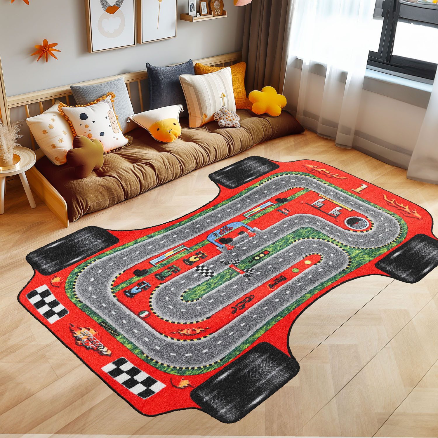 SIMPEX24 Teppich Rennstrecke Design, Rechteckig, Höhe: 7 mm, Kinderteppich günstig online kaufen