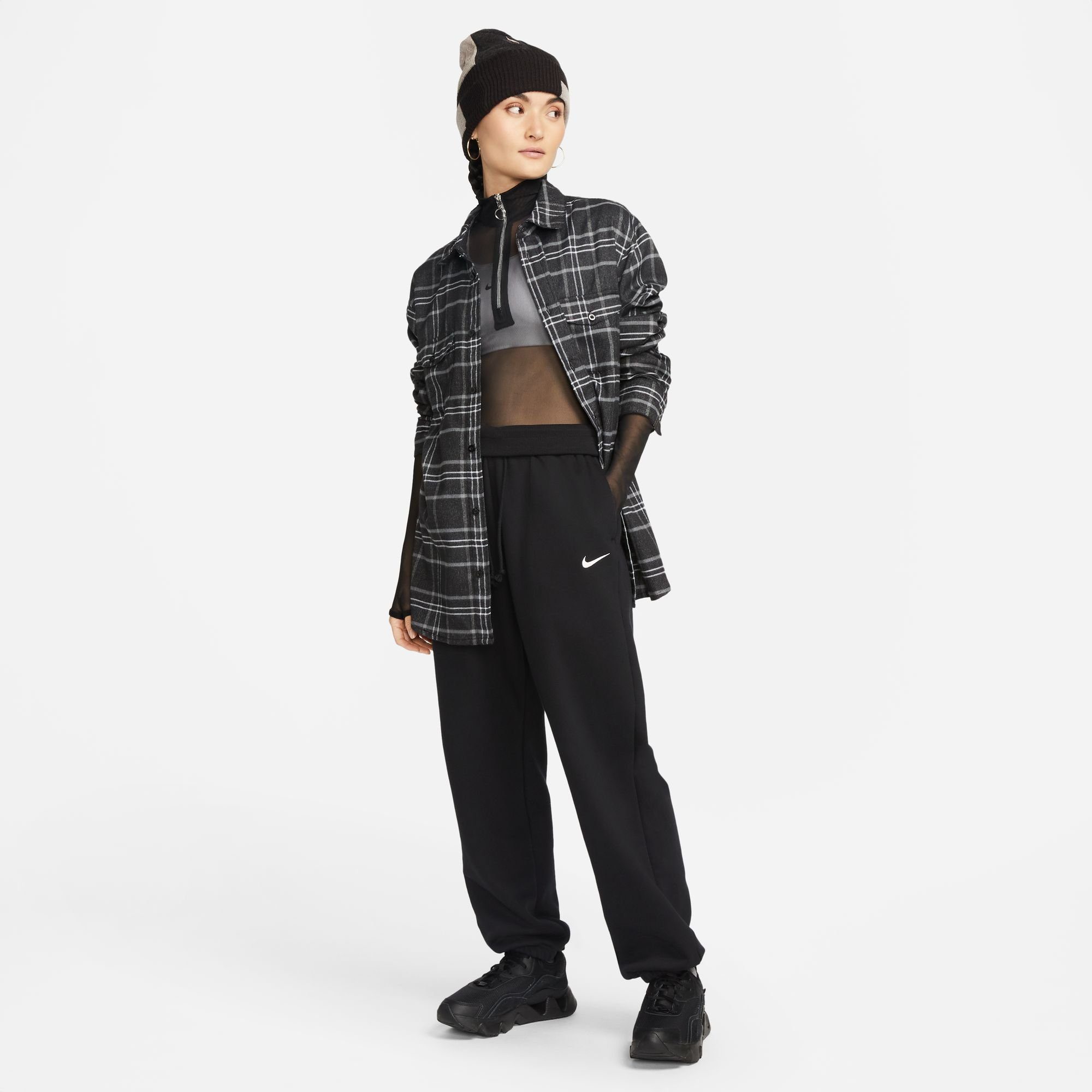 Nike Sportswear Jogginghose PHOENIX FLEECE OVERSIZED WOMEN'S HIGH-WAISTED BLACK/SAIL SWEATPANTS