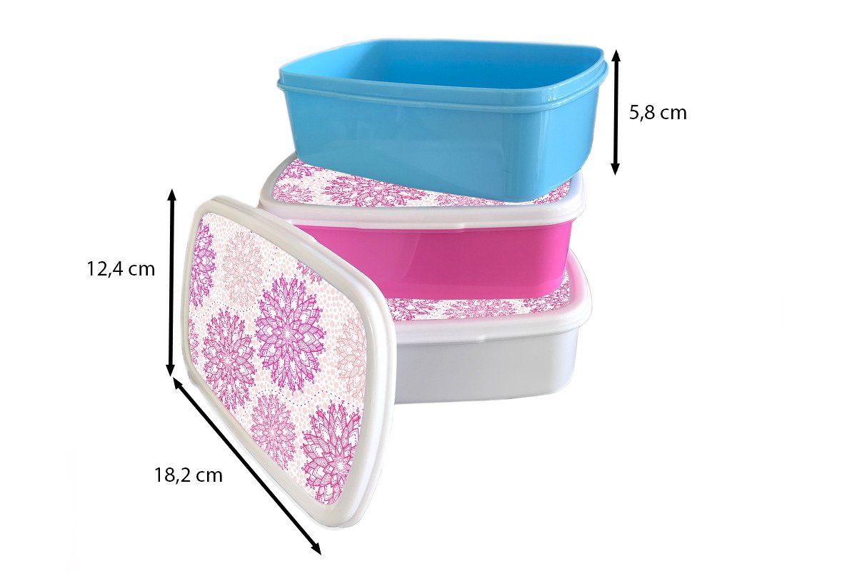 MuchoWow Lunchbox Kunststoff für (2-tlg), Brotbox - Erwachsene, - Rosa Weihnachten Muster, Kinder, - Mädchen, Brotdose Kunststoff, Snackbox, Sterne