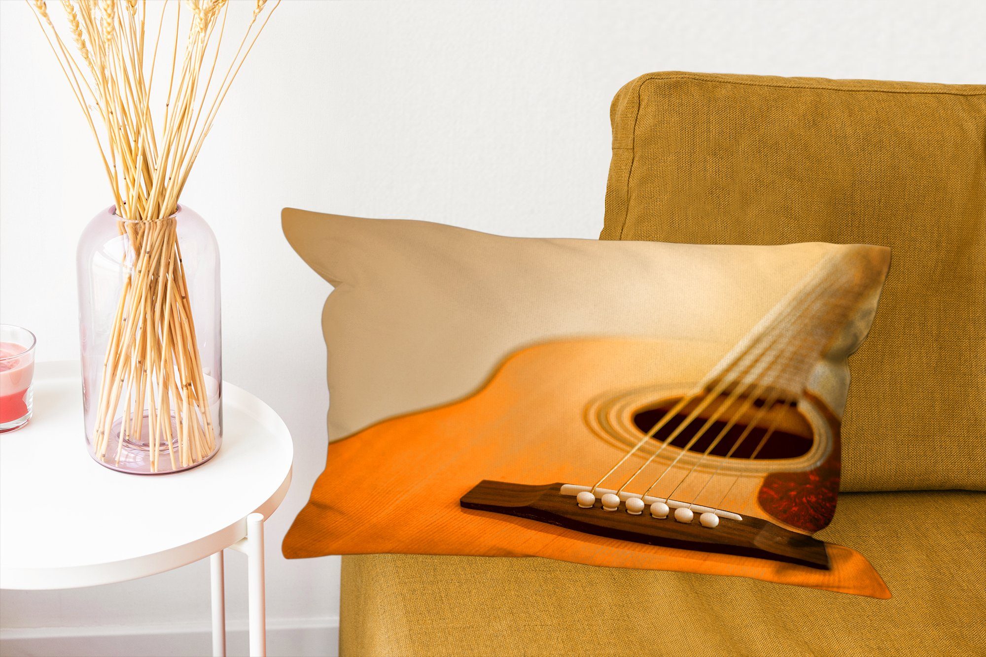 Dekoration, akustischen Gitarre, Schlafzimmer Wohzimmer MuchoWow mit Ansicht einer Zierkissen, Gekippte Dekokissen Füllung, Dekokissen