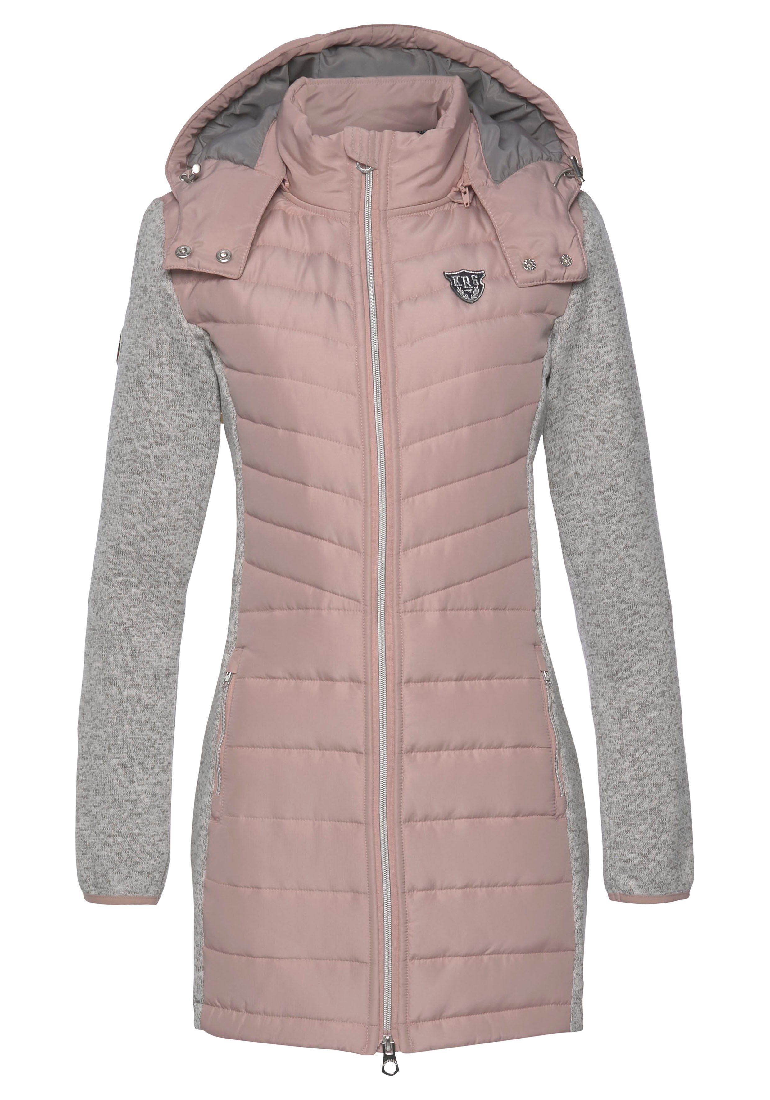 KangaROOS Langjacke im trendigen 2-In-1 aus (Jacke nachhaltigem Look Material) grau-rosa