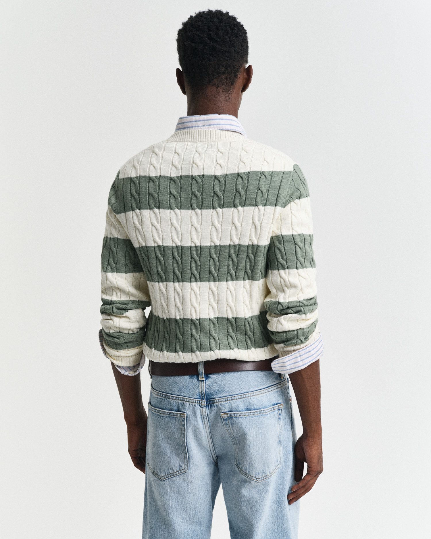 Gant Rundhalspullover STRIPED COTTON CABLE C-NECK günstig online kaufen