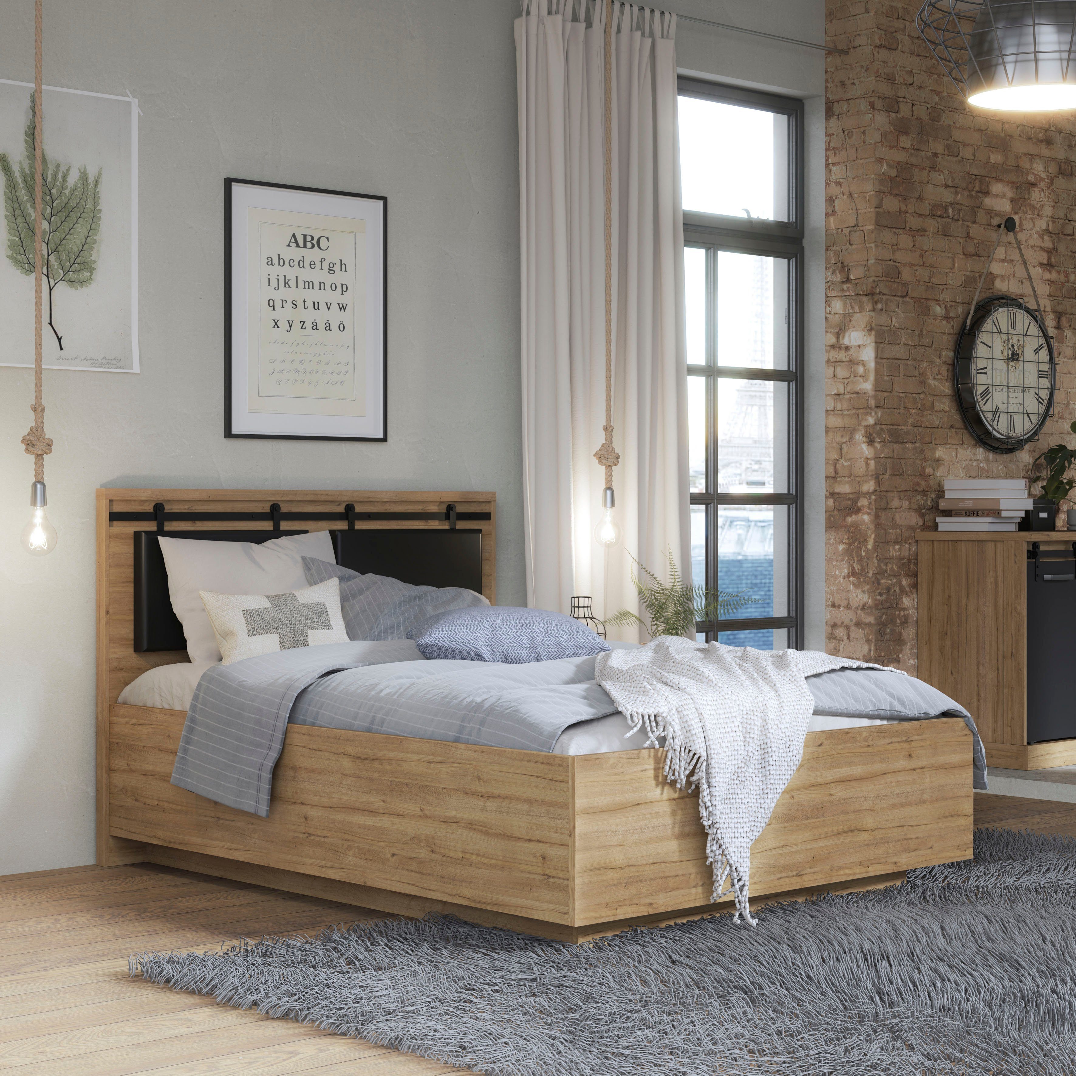 FORTE Bettgestell Belastbarkeit 240 KG, gepolstertes Kopfteil in moderner Optik