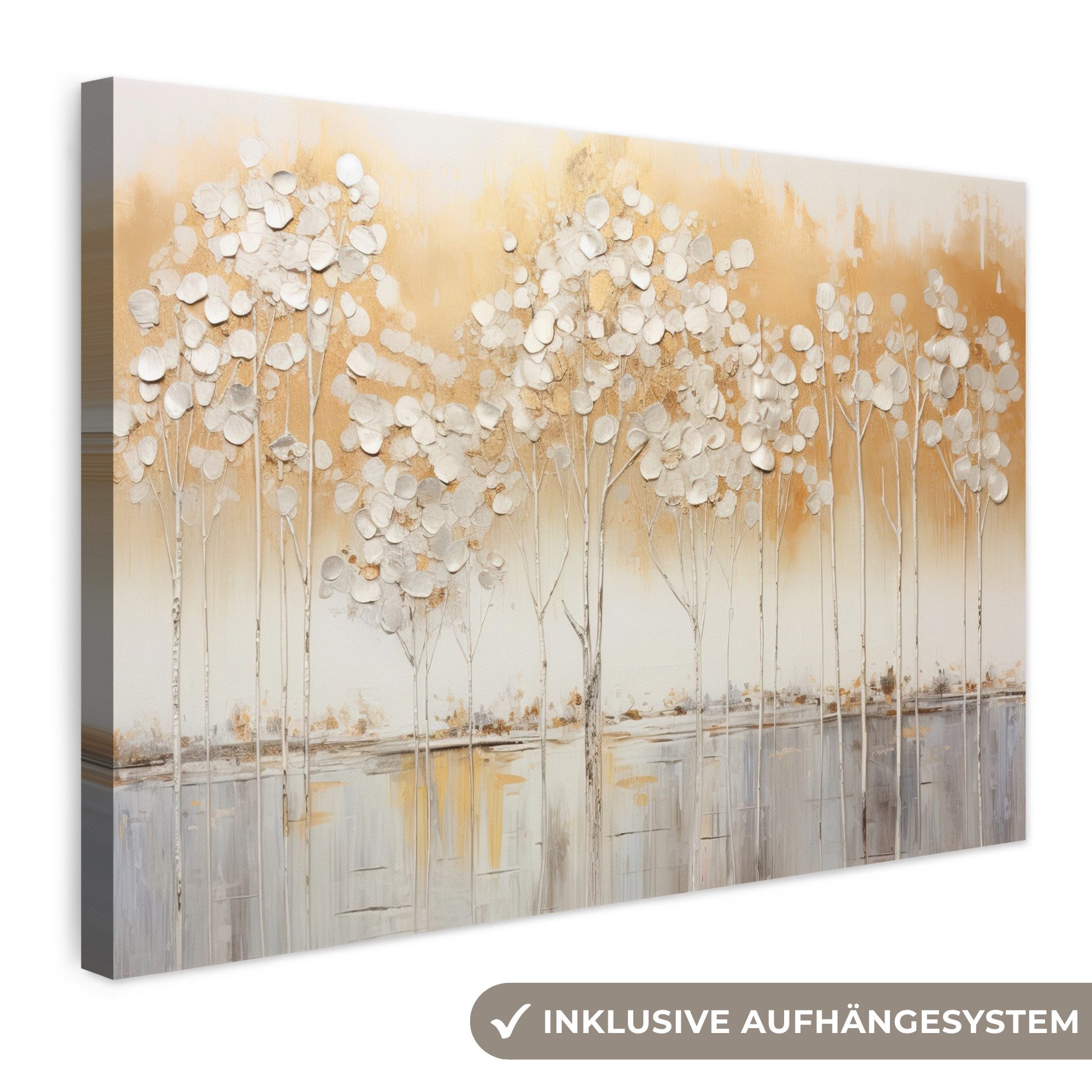OneMillionCanvasses® Leinwandbild Bäume - Kunst - Acryl - Natur, Fotodruck (1 St), Leinwand Bilder Klein, Wand Dekoration Aesthetic 30x20 cm