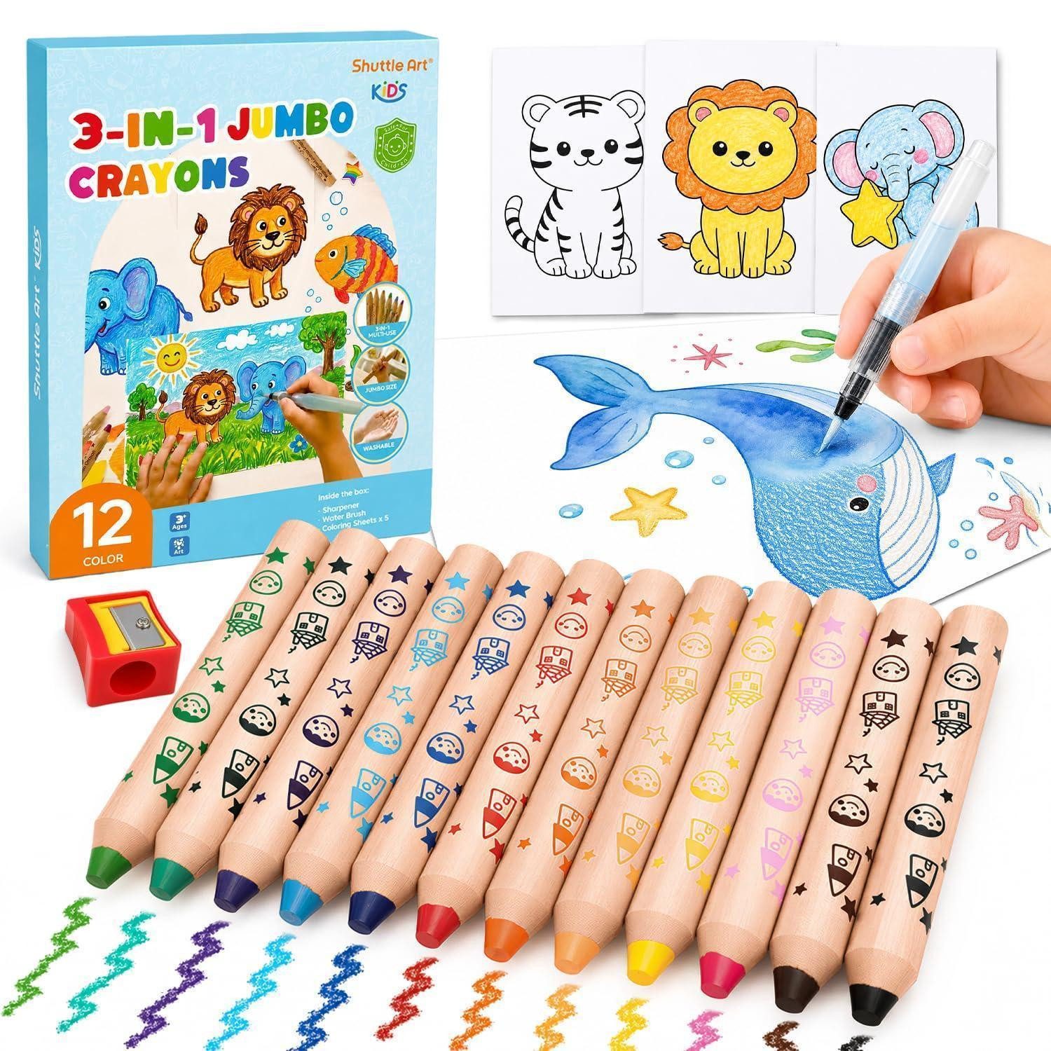 LuxusKollektion Malstift 3in1 Malstifte dick 12 Farben auswaschbar