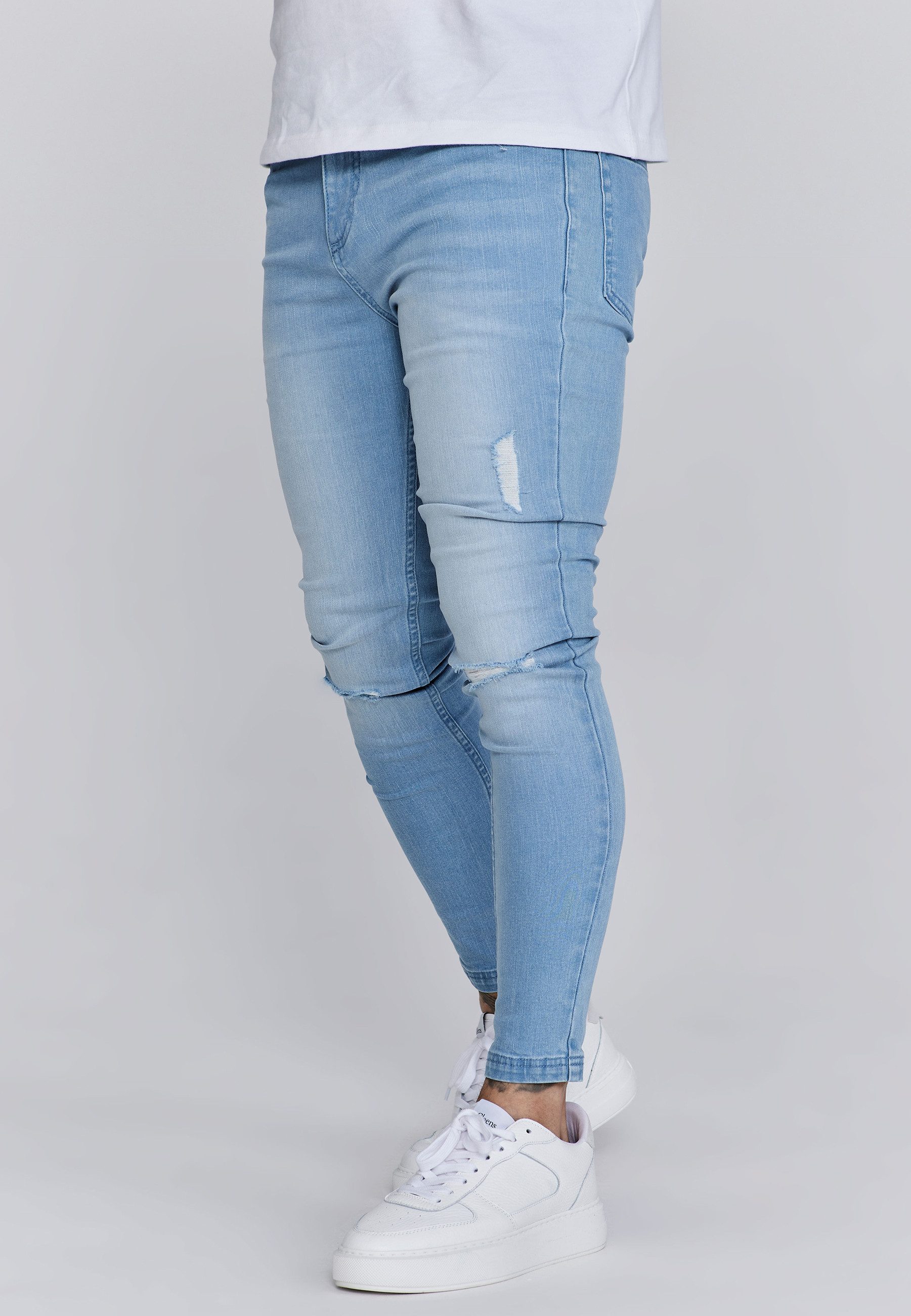 Siksilk Skinny-fit-Jeans SikSilk Herren Blaue Distressed günstig online kaufen