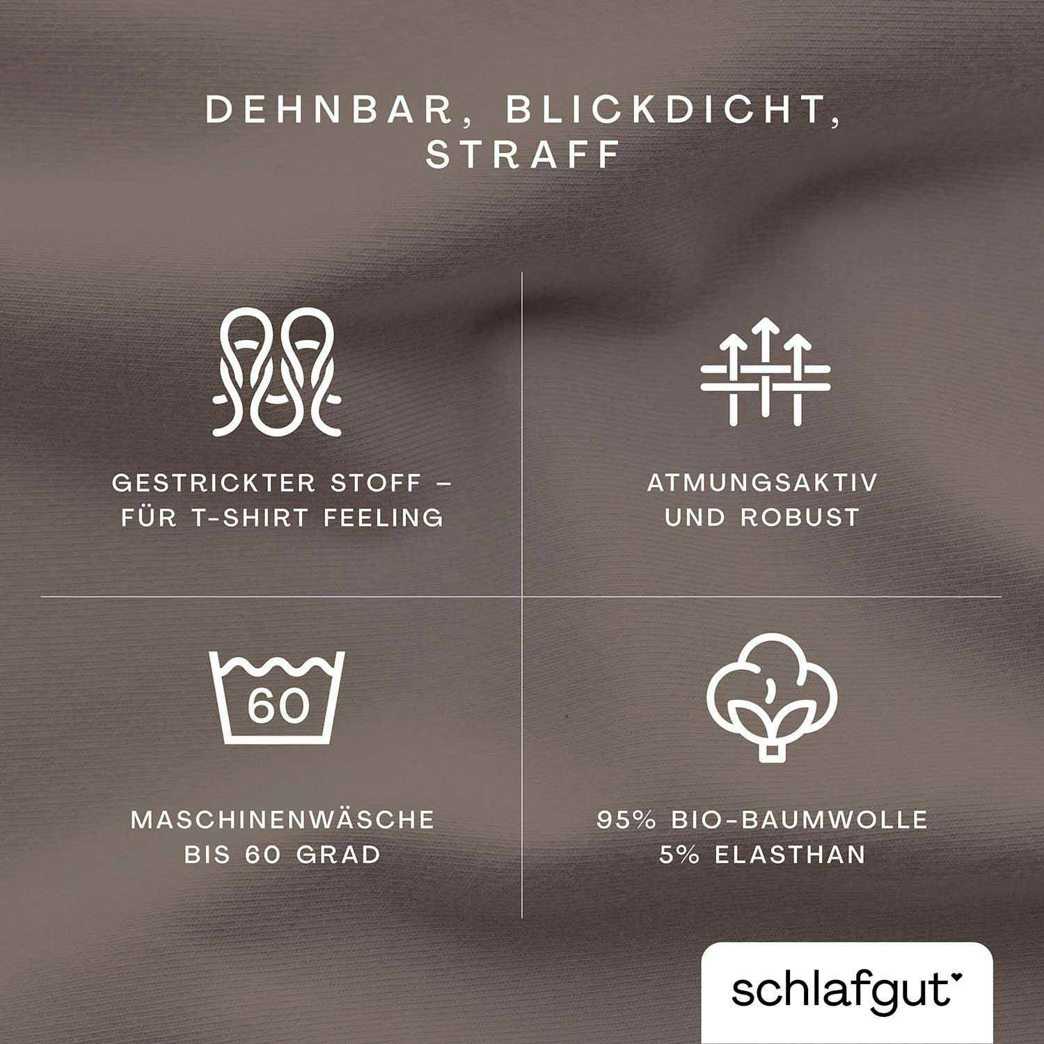 Schlafgut Spannbettlaken PURE Bio-Baumwolle mit Elasthan, 170 g/m², Bettlaken, Spannbetttuch, Jersey, Gummizug: rundum, (1 Stück), PREMIUM Laken für Matratzen bis 30cm Höhe, dehnbar blickdicht, straff