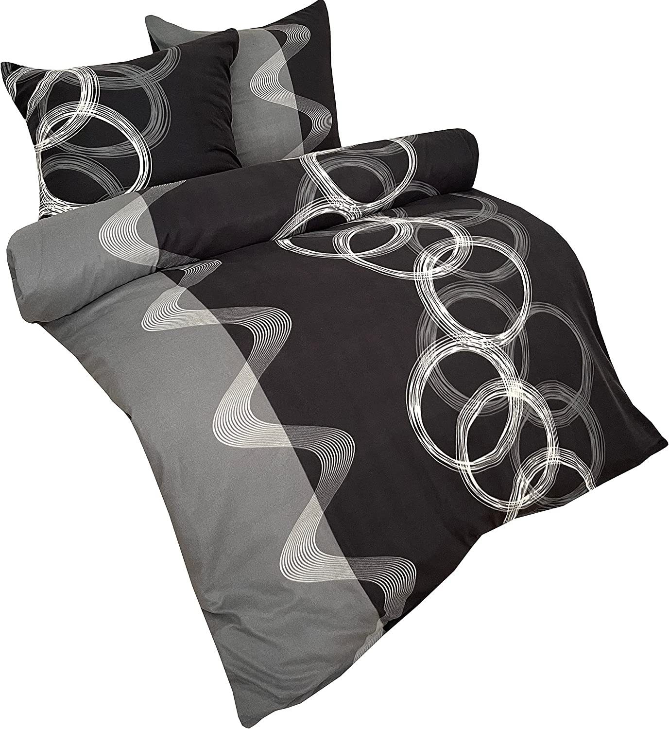 One Home Bettwäsche Winter Fleece, Fleece, 2 teilig, modern und Kreise, kus günstig online kaufen