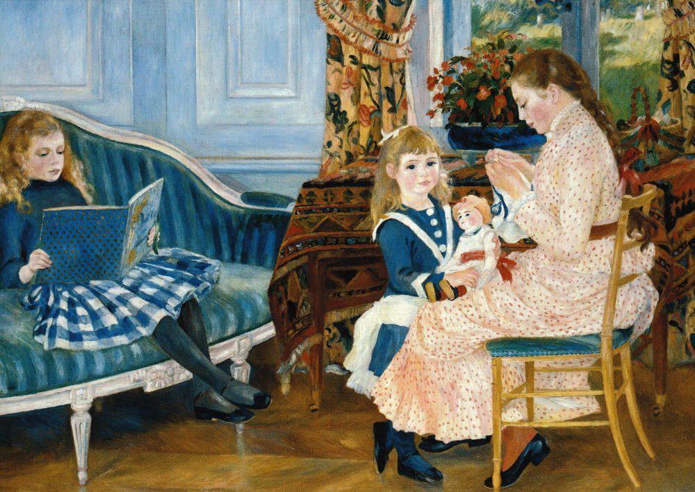 Postkarte Renoir der Wargemont" Kinder Kunstkarte in Auguste Pierre "Nachmittag