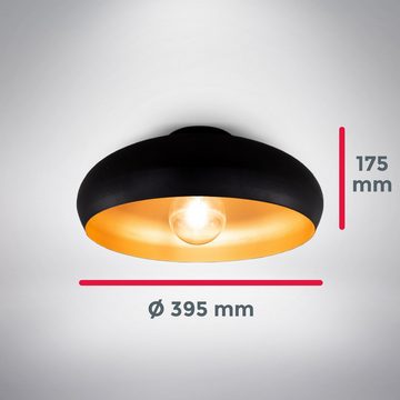 B.K.Licht Deckenleuchte BK_DL1269 LED Deckenlampe, Ø39,5cm, Retro, Vintage, Schwarz-Gold, ohne Leuchtmittel, 1-Flammig, E27-Fassung, ohne Leuchtmittel (max. 60W)