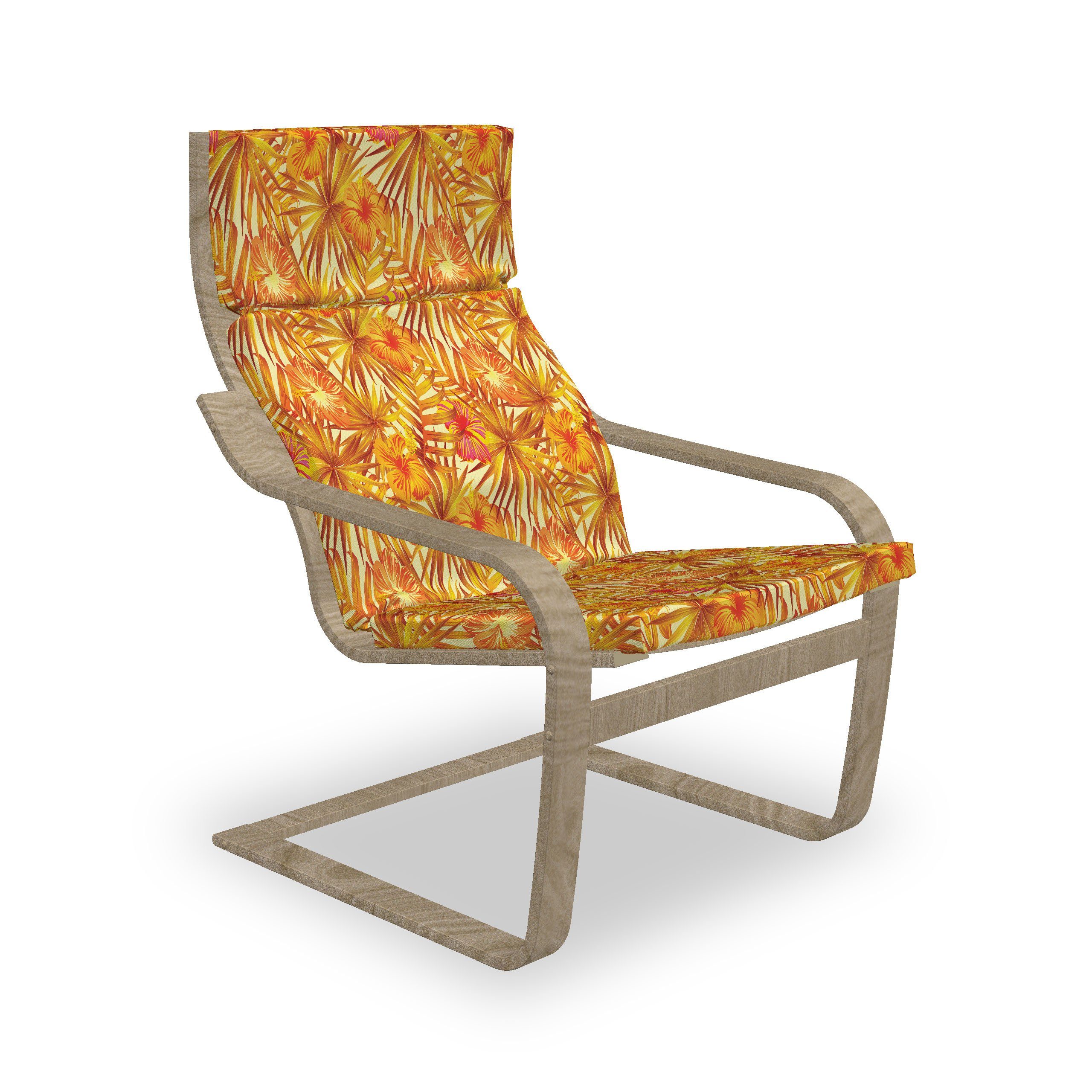 Abakuhaus Stuhlkissen Sitzkissen mit Stuhlkissen mit Hakenschlaufe und Reißverschluss, Tropical Blätter im Herbst Farben