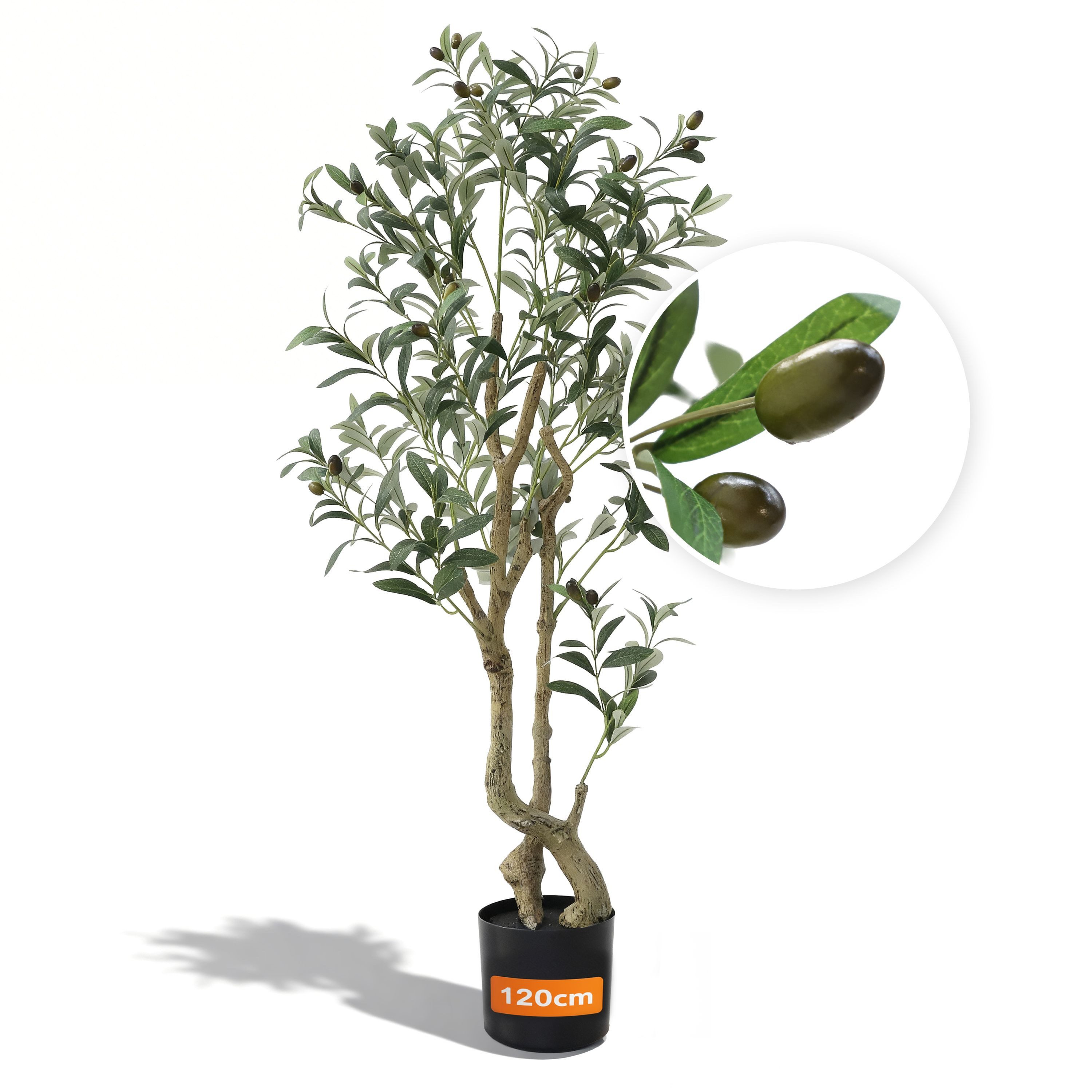 Kunstbaum KAIVIO Künstlicher Olivenbaum 120 cm Signature, Kaivio, Höhe 120 cm, Naturgetreue Optik mit 504 Blättern und 28 Oliven