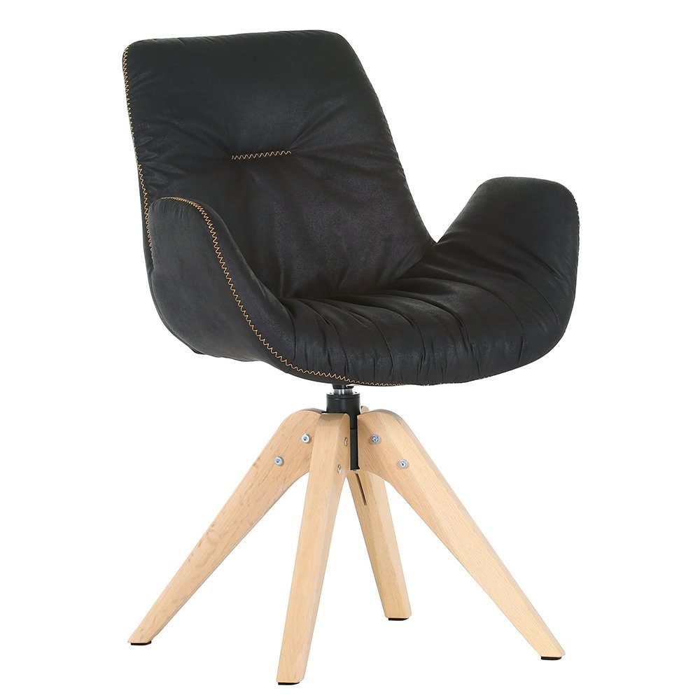 Stühle Essgruppe Massivholztisch (Spar-Set), Drehfunktion schwarz TARRAS-123, Essplatz Sitzgruppe Lomadox 200cm