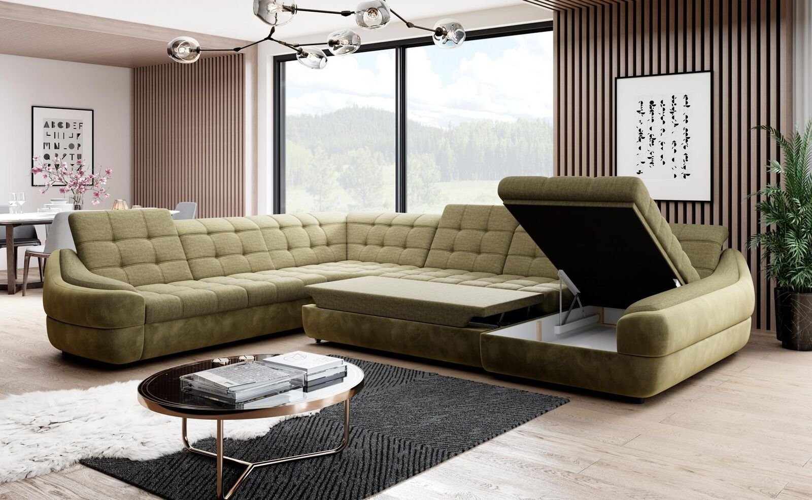 Ecksofa Neu Polster Wohnlandschaft Sofa Textil Design Garnitur JVmoebel Couch Ecksofa,