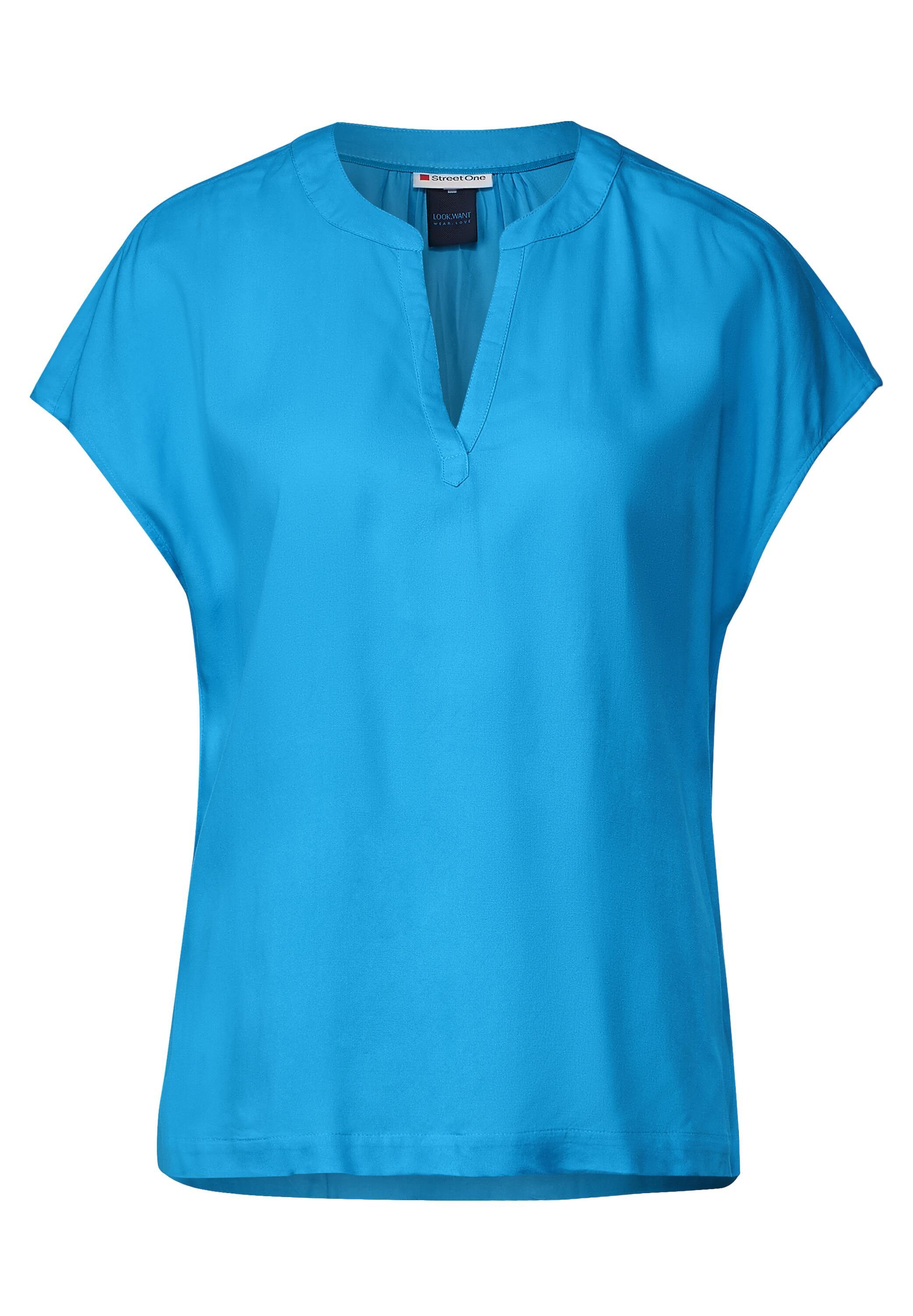 STREET ONE Shirtbluse mit geschlitztem Rundhalsausschnitt