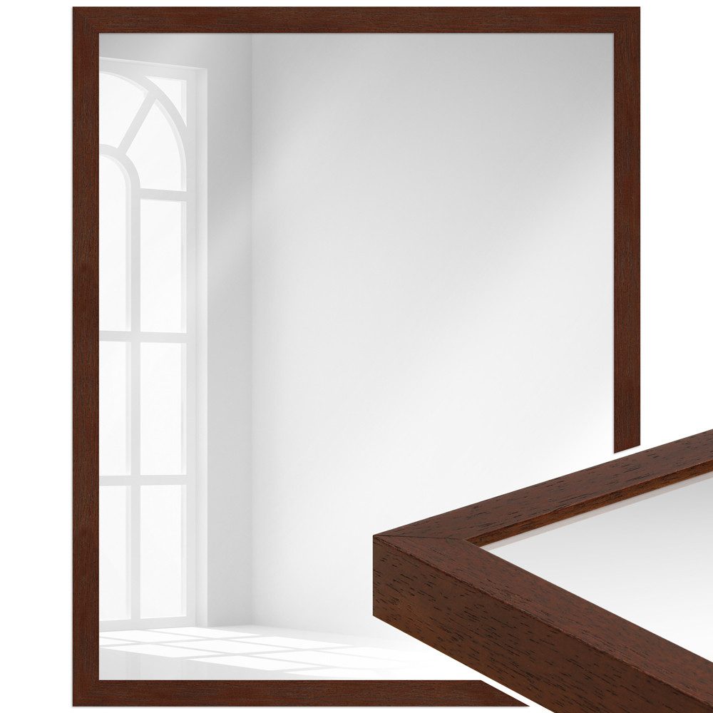 WANDStyle Wandspiegel H960, Großer Spiegel Nussbaum 43x53, Wandspiegel groß, Ganzkörperspiegel