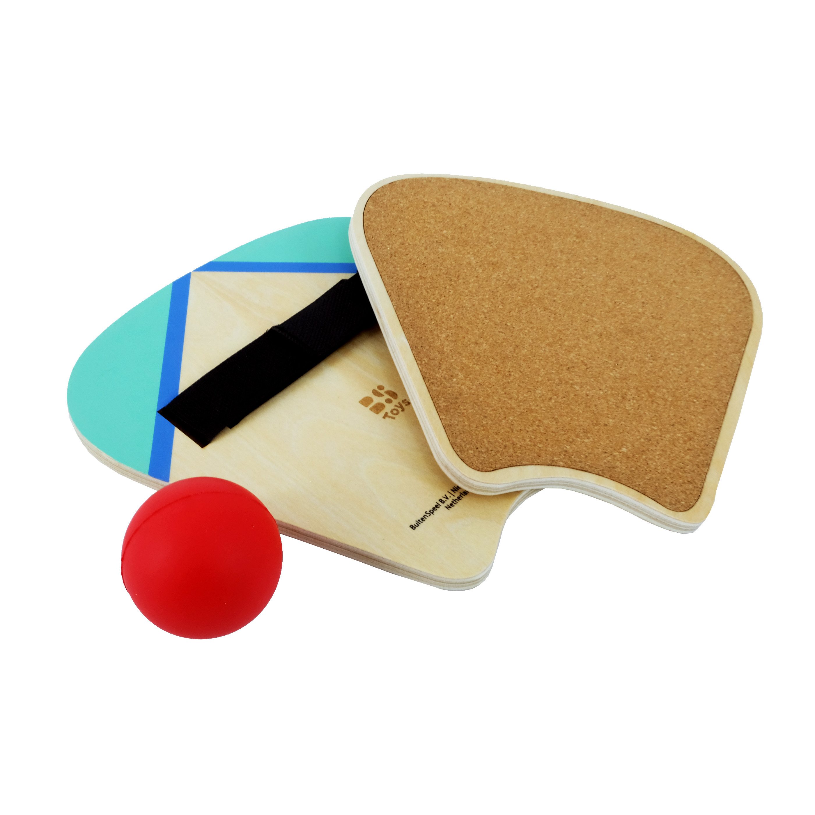 BS Toys Beachballschläger Paddle Ball Schläger Set, Outdoor-Ballspiel mit Holz-Paddles, (3-tlg), Gartenspiel, Strandspiel / Ideal für Kleinkinder und die ganze Familie