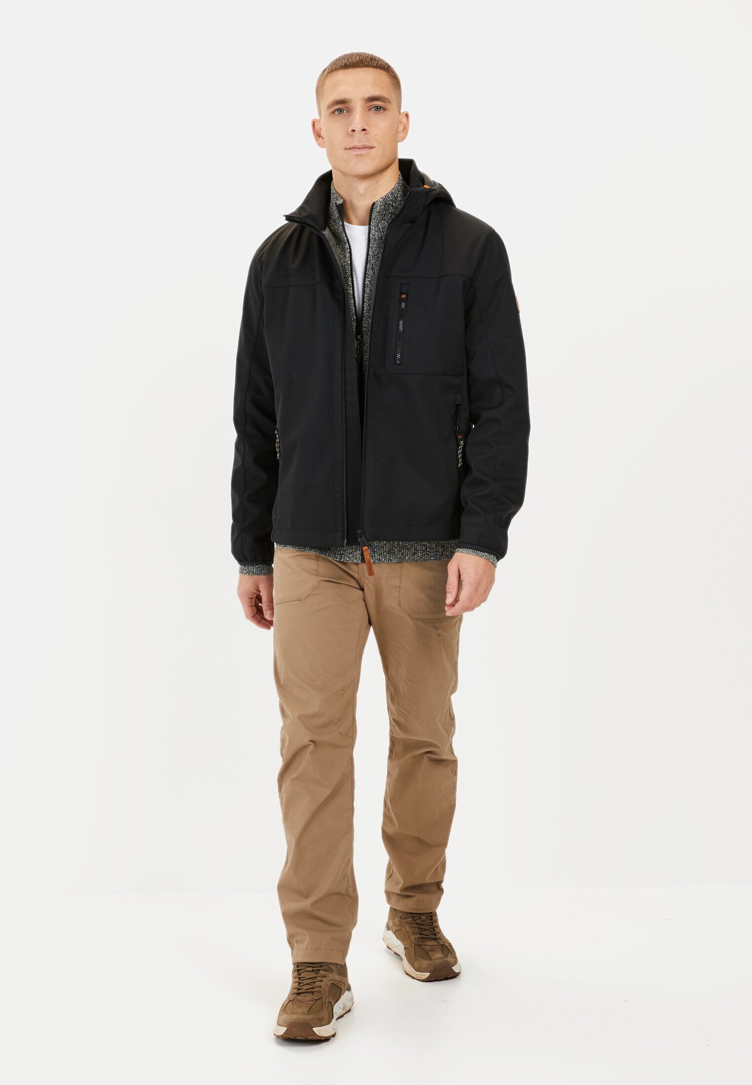 camel active Softshelljacke mit abnehmbarer Kapuze Langarm Reflektierende Details