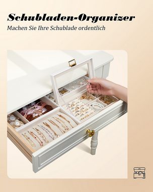 Yorbay Schmuckkasten Schmuckkästchen 4 Ebenen, Stapelbares Schmucktablett, Schmuckbox mit Glasdeckel, herausnehmbaren Trennwände