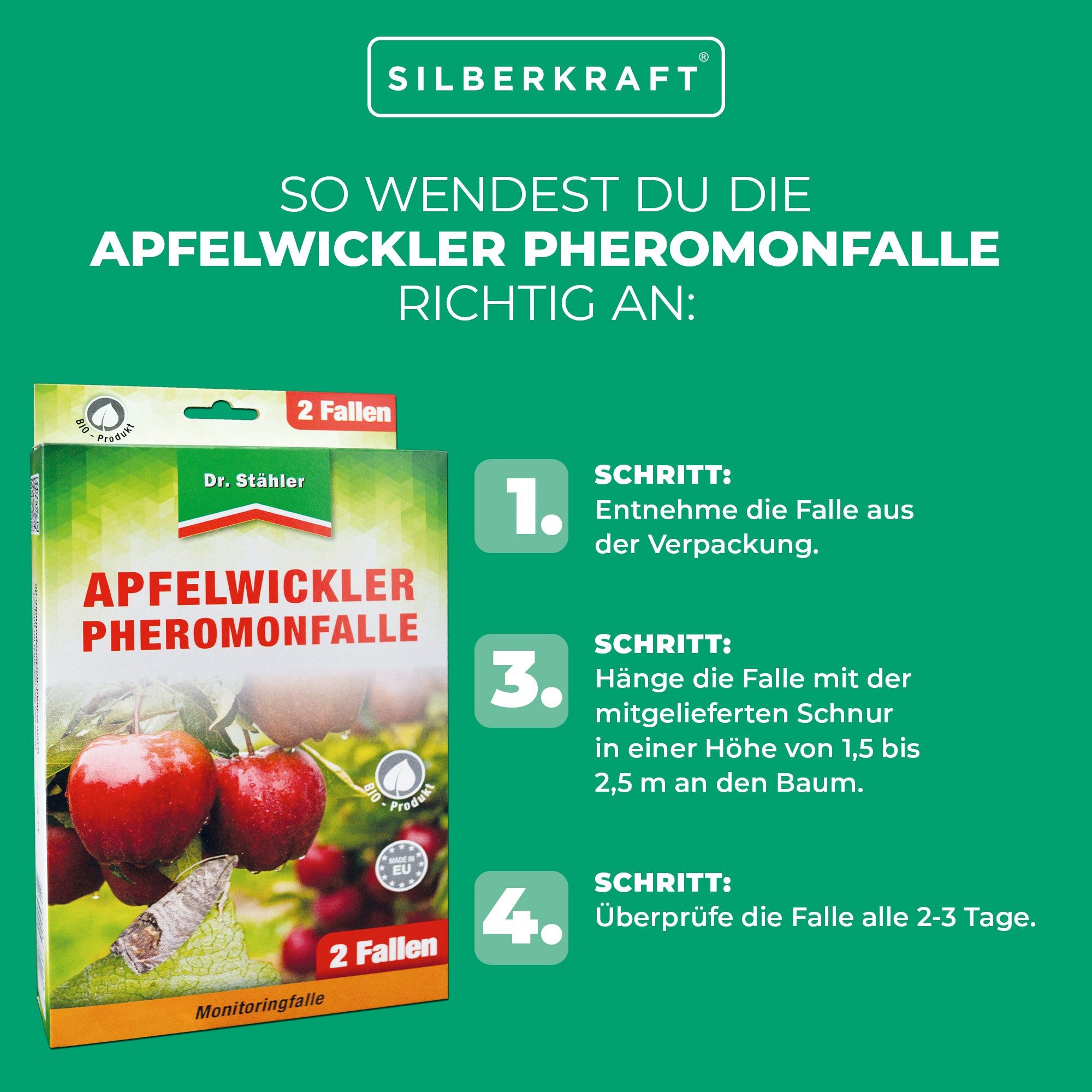 Dr. Stähler Klebefalle Apfelwickler Pheromonfalle: Effektiver Schutz für Obstbäume, Monitoringfalle - Für Apfelbäume & Obstgärten – Ohne Insektizide – Bild 2 von 5