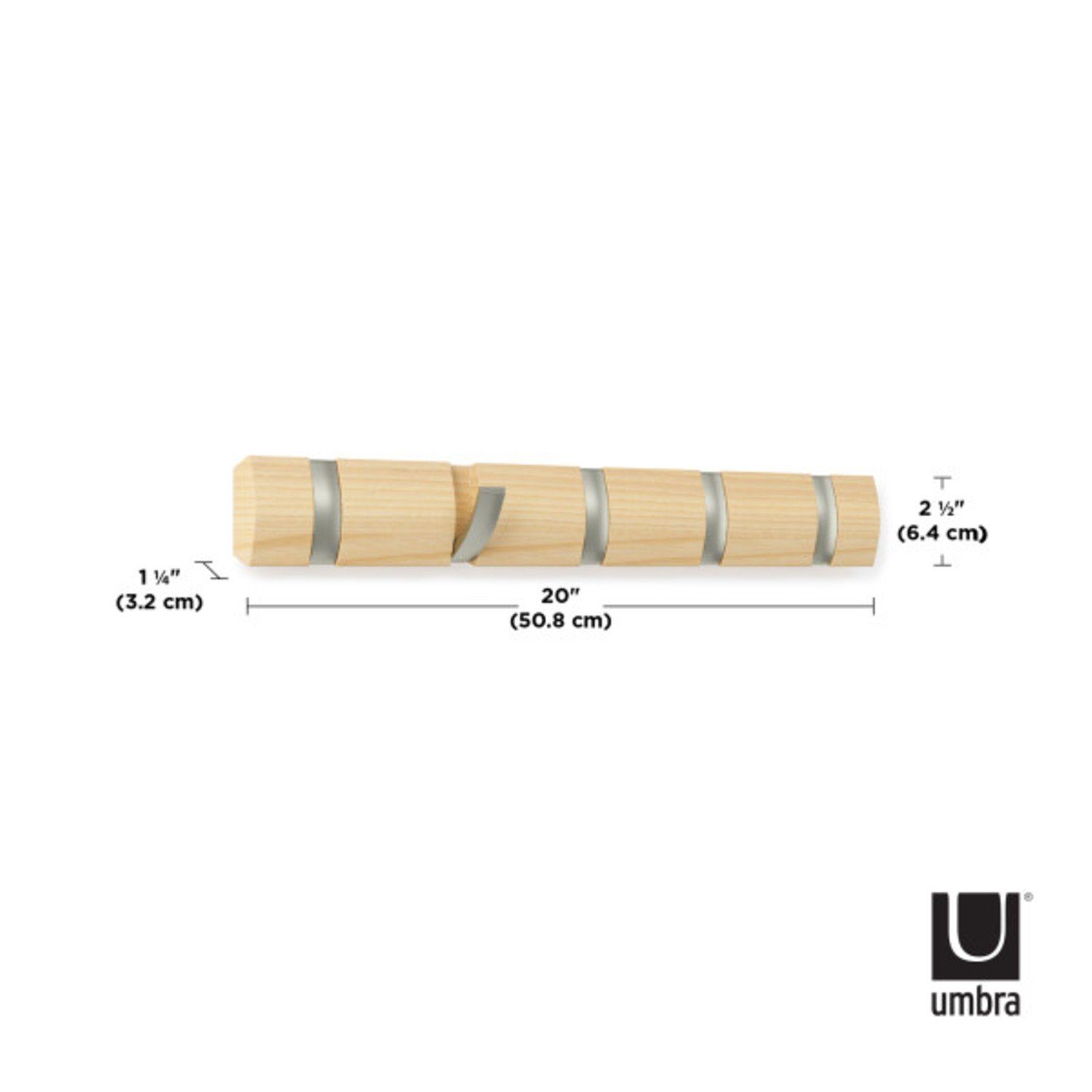 Umbra Garderobenpaneel Umbra Wandgarderobe Flip 5 Haken natur 318850-390