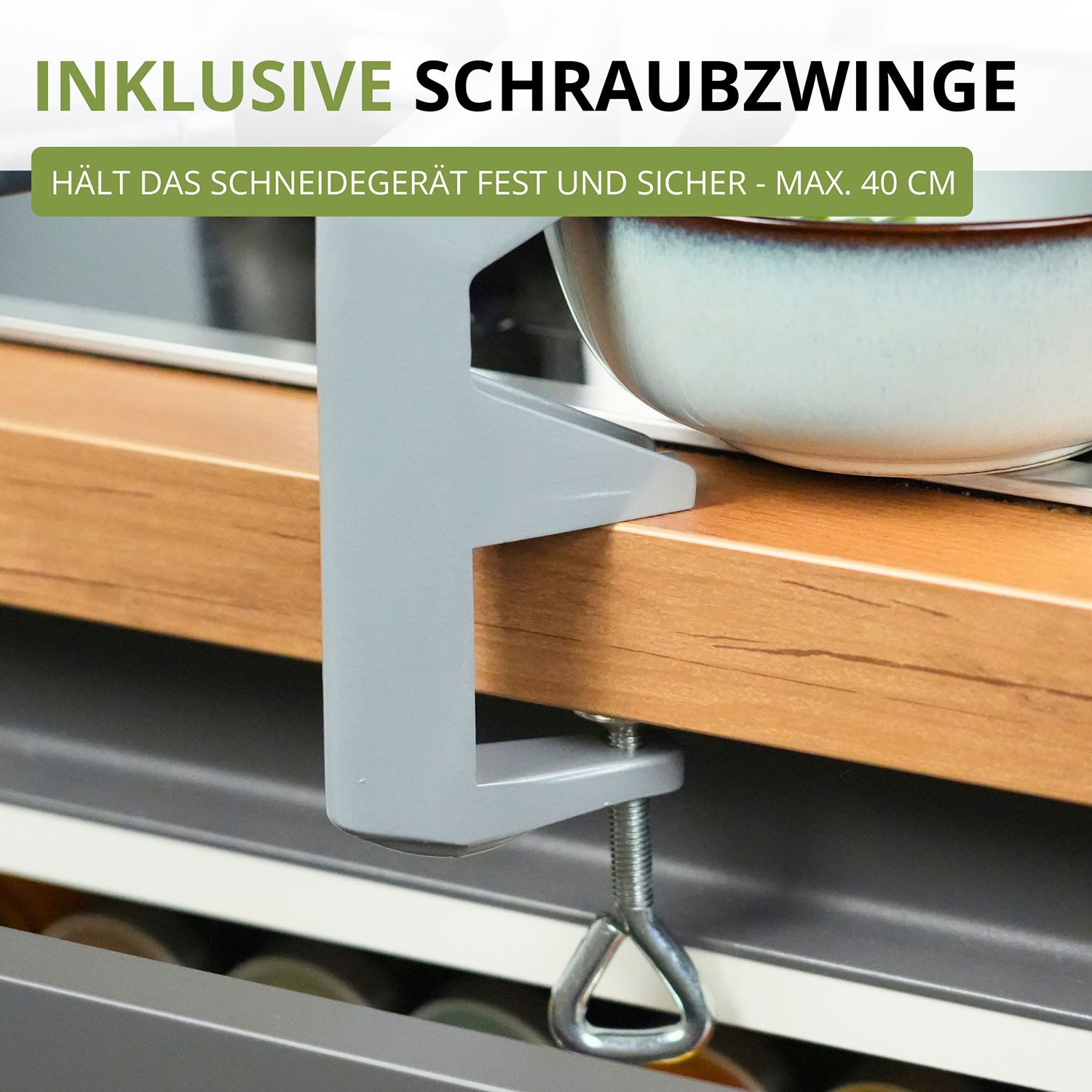 WESTMARK Gemüseschneider Bohnen-Schneider mit 2 Schneidöffnungen, inkl. Schraubzwinge zur Tischmontage, Made in Germany