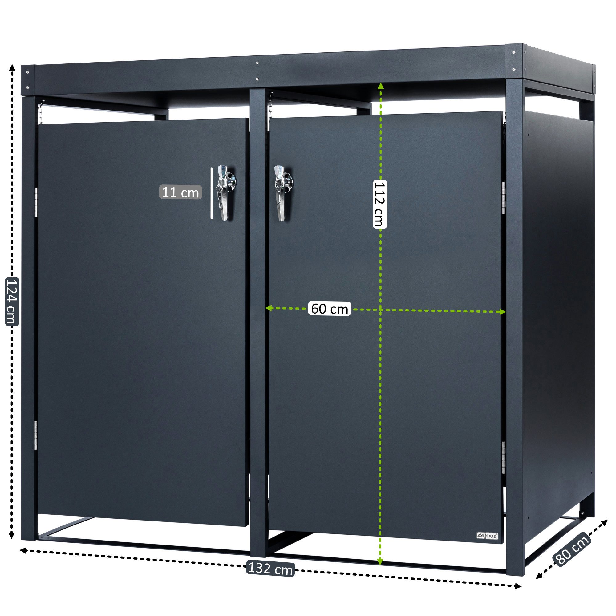 Zelsius Mülltonnenbox Mülltonnenbox mit Pflanzdach für zwei 120 - 240 Liter Mülltonnen