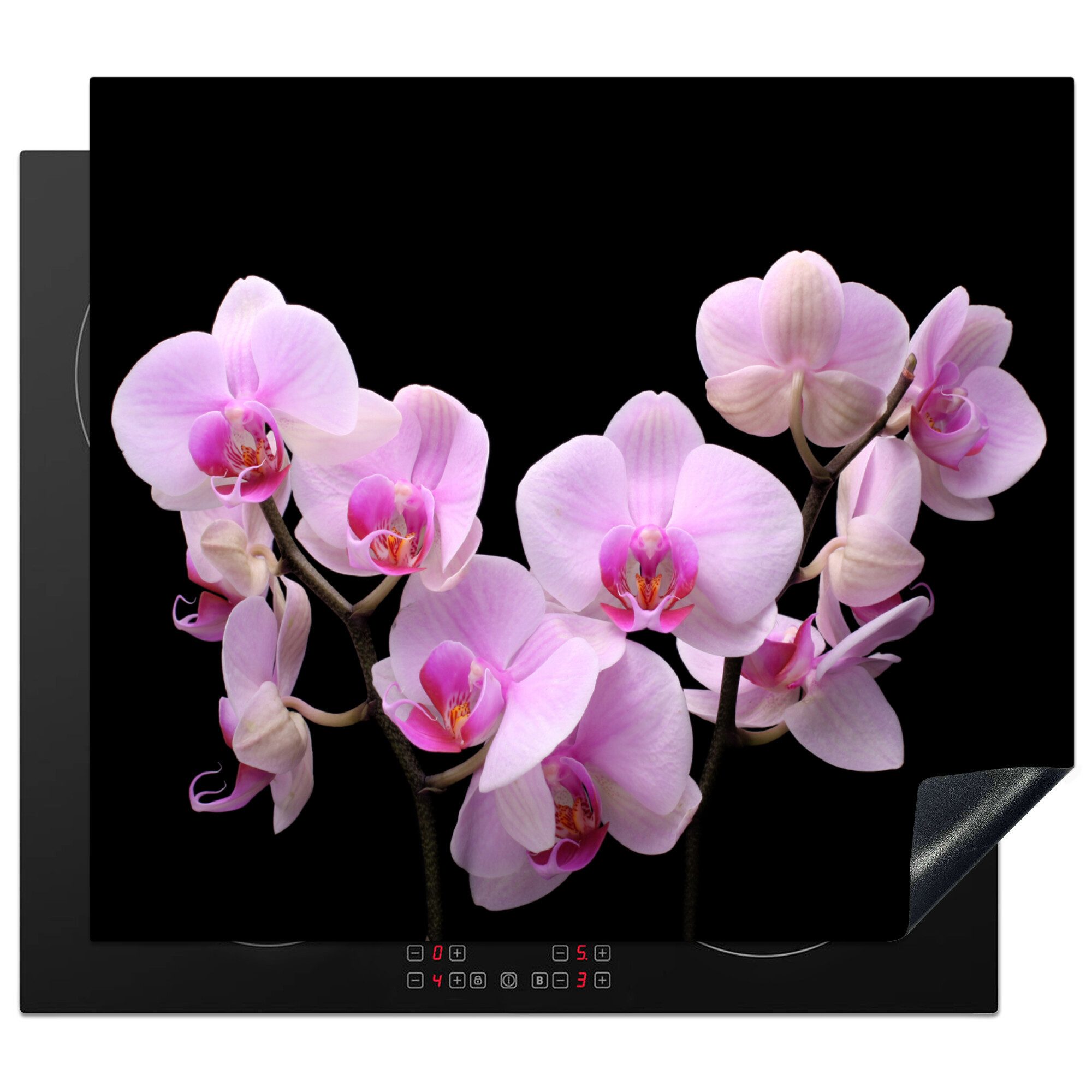 MuchoWow Herd-Abdeckplatte Orchidee - Blumen - Rosa - Flora, Vinyl, (1 tlg), Ceranfeldabdeckung Küche, Herdabdeckplatte Einteilig, 60x52 cm