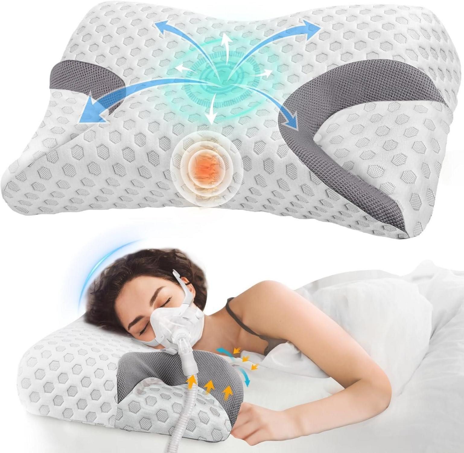 Anti-Schnarch Kissen CPAP-Kissen Memory Foam für Seitenschläfer Schlafapnoe Maskenbenutzer