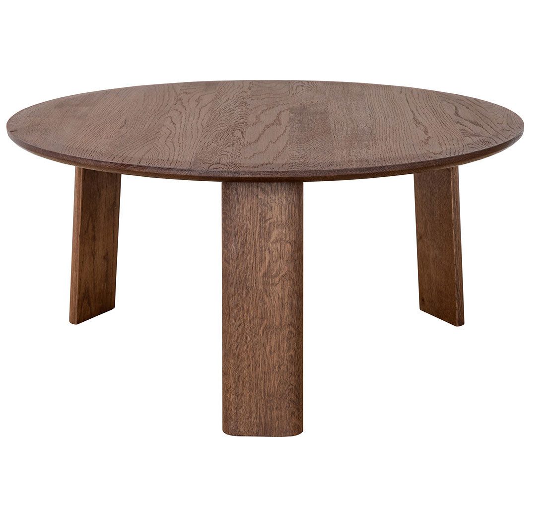 Feldmann-Wohnen Couchtisch Monti (runde Tischplatte, 1-St., Massivholz, geölte Oberfläche), Massivholz geölt / Eiche Tabak / 71x71x34cm