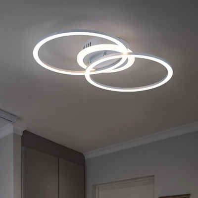 Reality Leuchten LED Deckenleuchte, LED-Leuchtmittel fest verbaut, Warmweiß, LED Design Decken Lampe Ringe Strahler Leuchte DIMMBAR Wohn Ess Zimmer