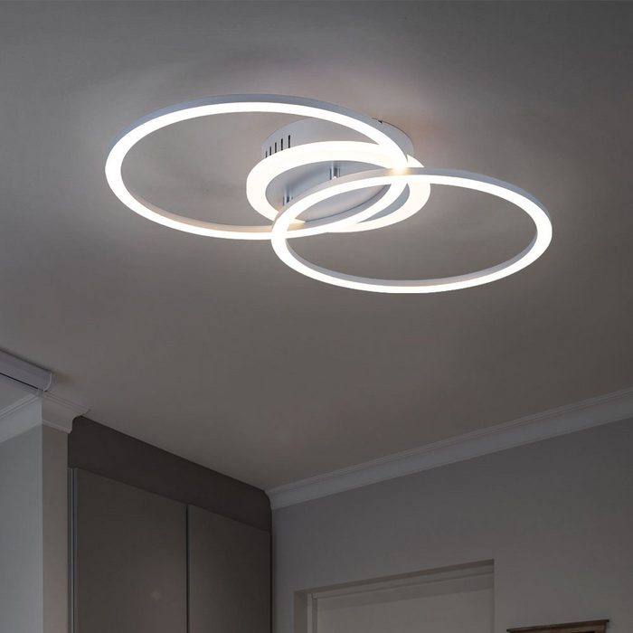 Reality Leuchten LED Deckenleuchte LED-Leuchtmittel fest verbaut Warmweiß LED Design Decken Lampe Ringe Strahler Leuchte DIMMBAR Wohn Ess Zimmer