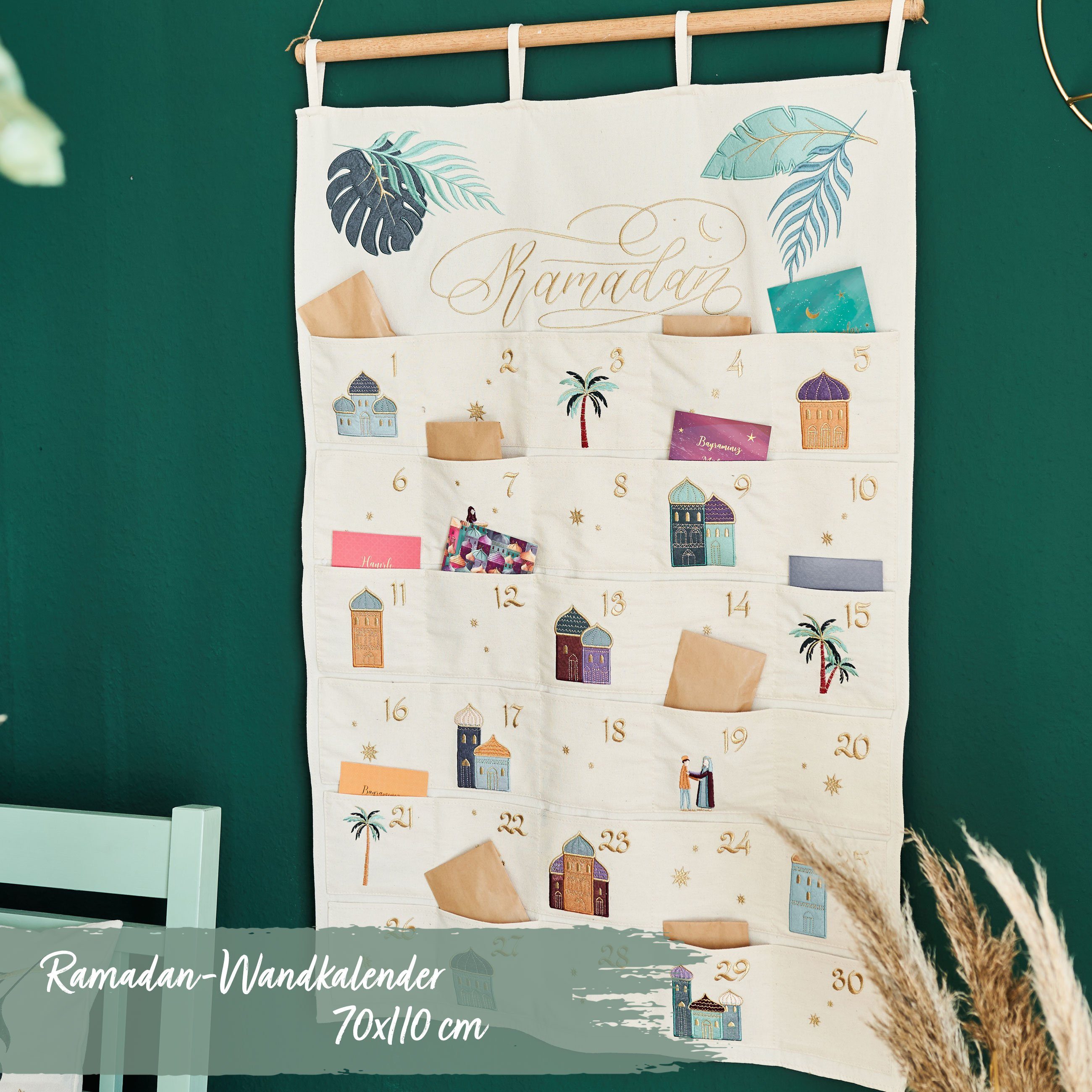 PAPIERDRACHEN Countdown Kalender Ramadan Wandkalender - zum Selbstbefüllen - Für Kinder und Erwachsene