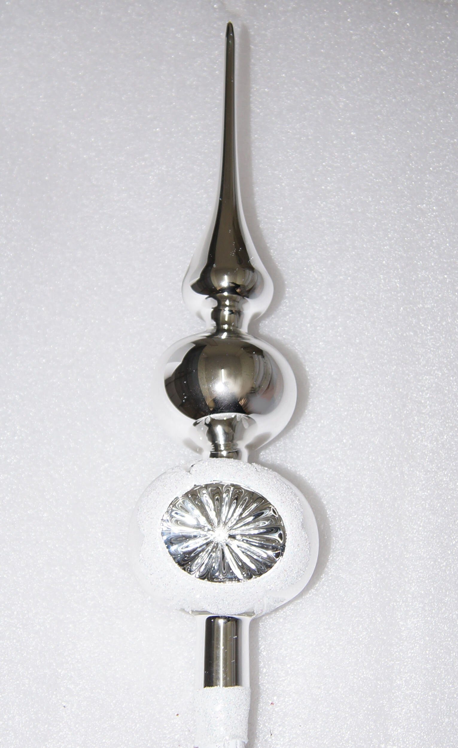 in Weihnachtsbaumspitze Silver Groß Hochglanz Vintage Navidacio 35cm Christbaumschmuck