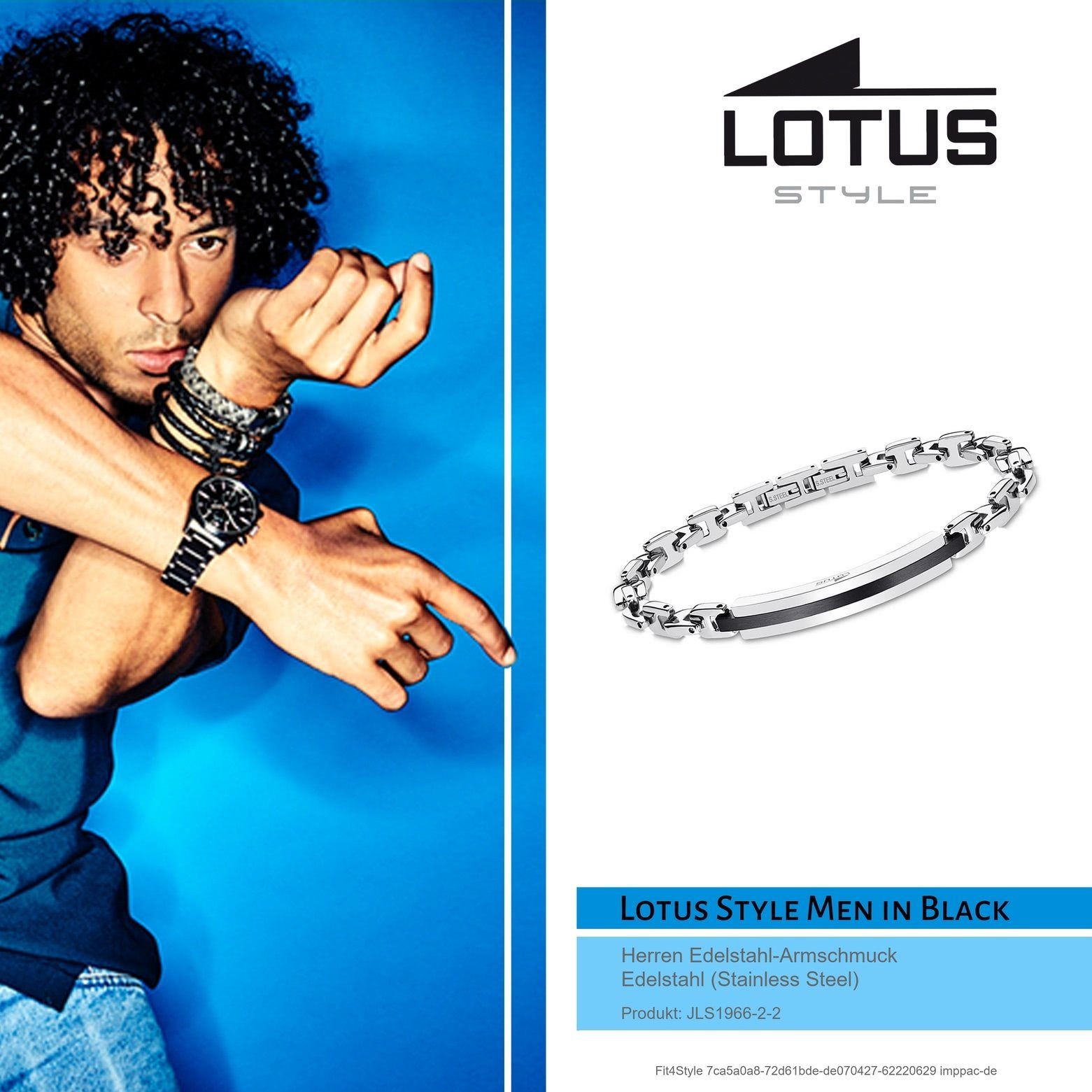 (Stainless (Armband), schwarz LOTUS Herren Style Armbänder Edelstahlarmband für Lotus Style Edelstahl Armband silber Steel)