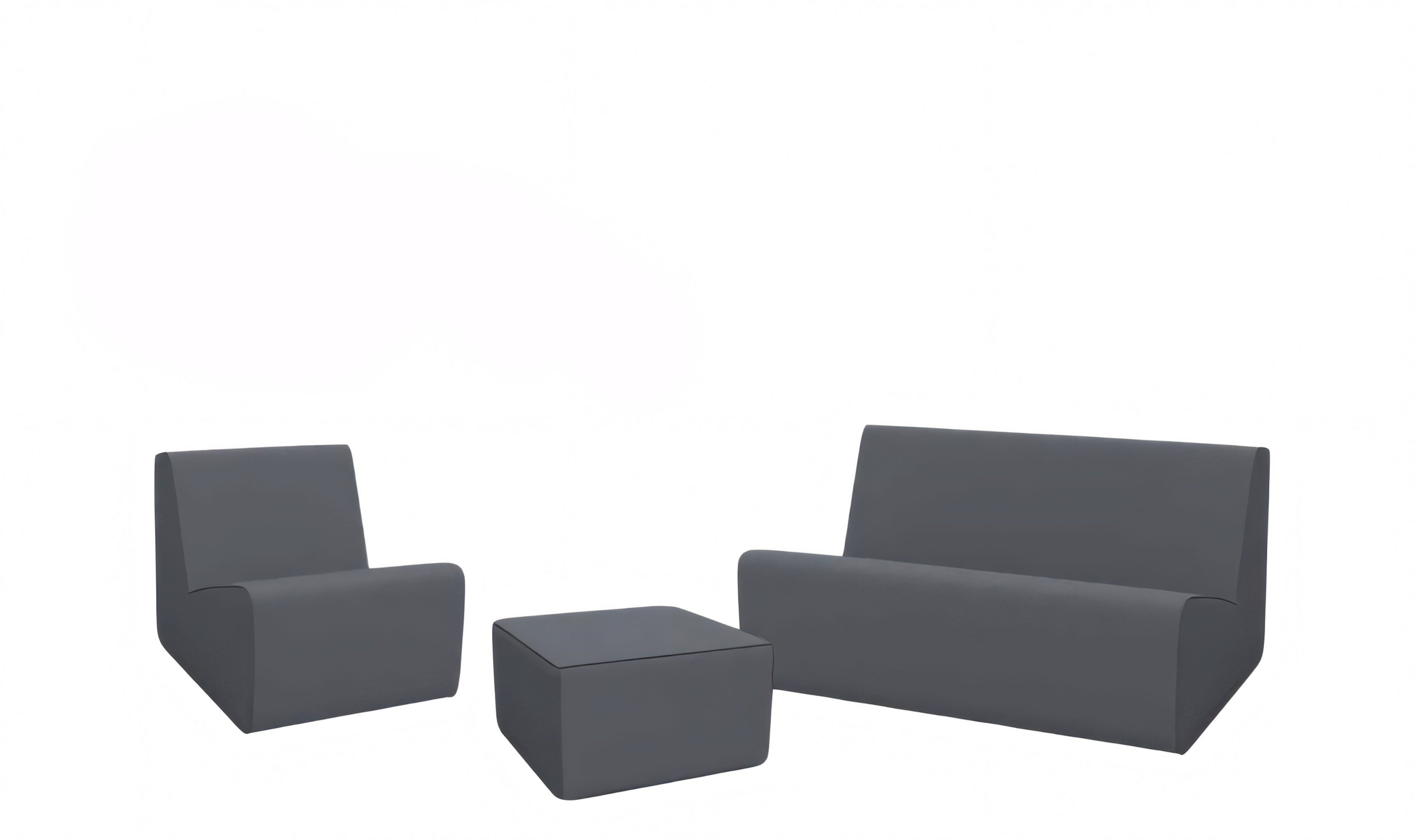 Xlmoebel Gartensofa Elegantes graues 2-Sitzer Sofa mit luxuriöser Polsterung, Gartenmöbel-Set 3 Teile, Made in Europa
