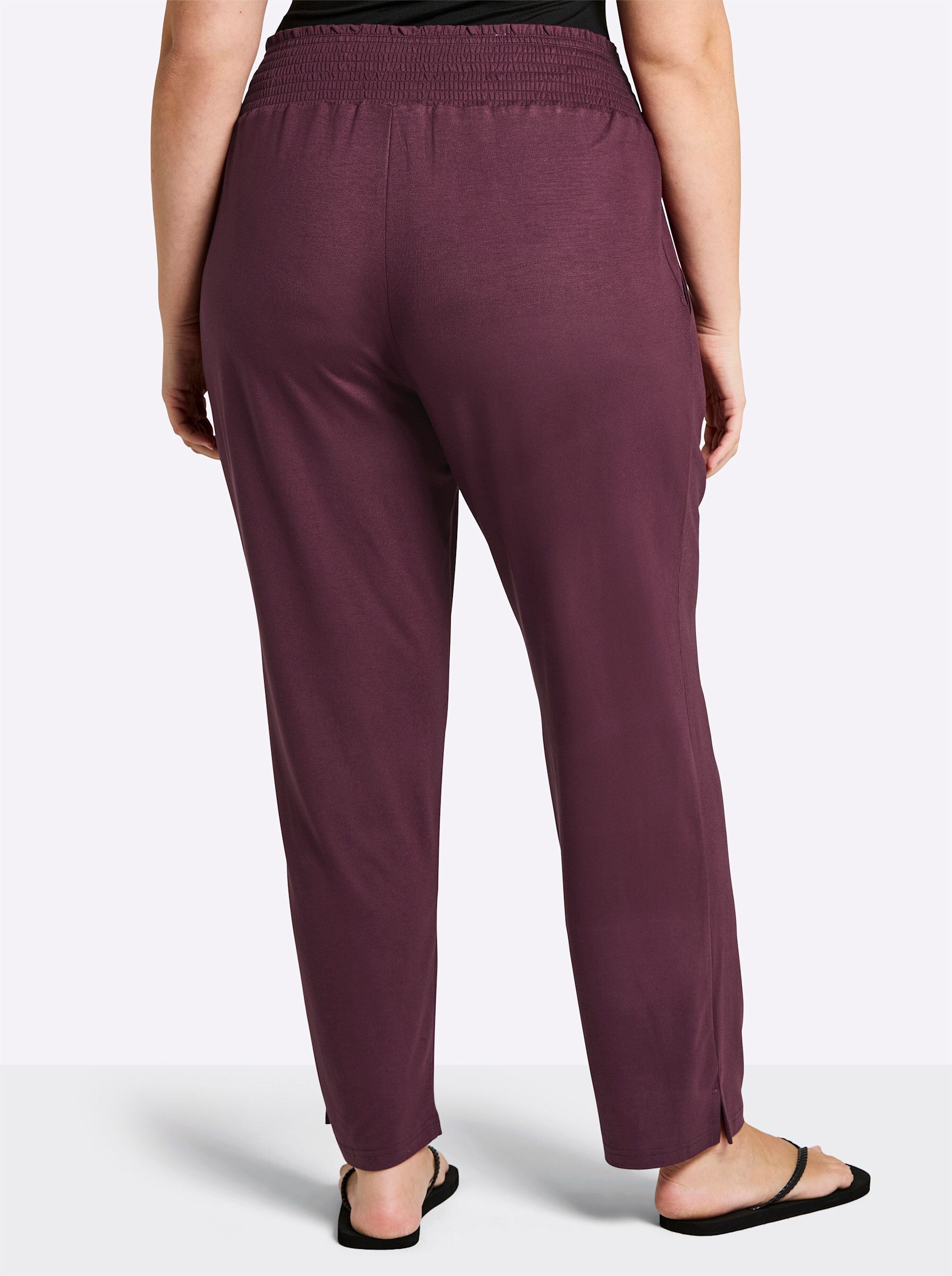 Sheego Jerseyhose Schlupfhose mit breitem Smokbund und Blumendruck günstig online kaufen