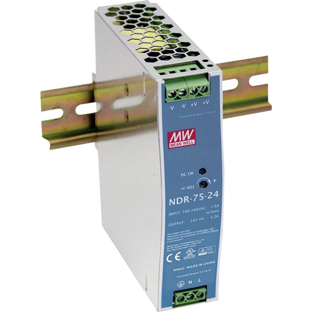 MW Mean Well NDR-75-24 Hutschienen-Netzteil (DIN-Rail) 24 V/DC 3.2 A Hutschienen-Netzteil