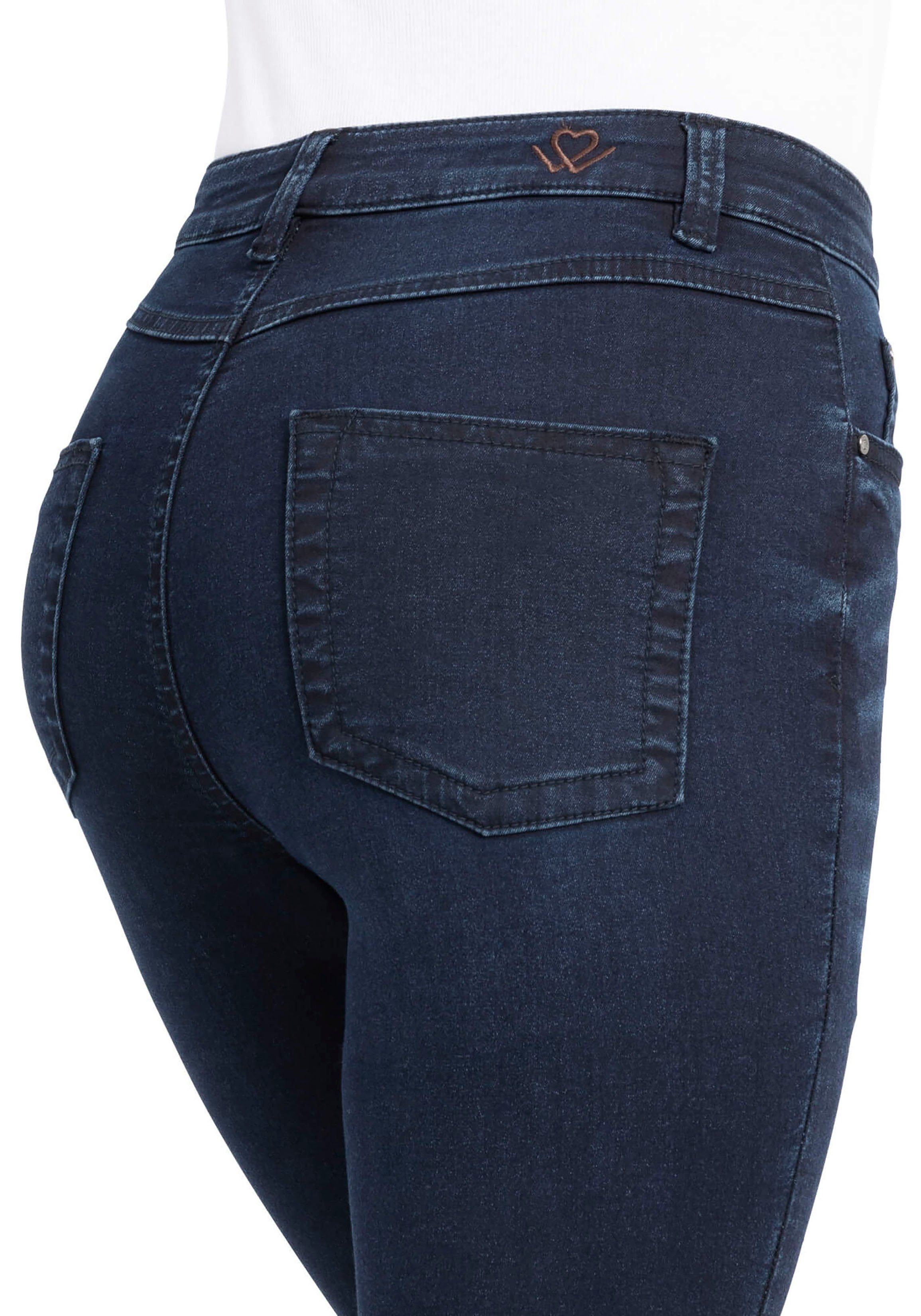 used High verkürztem Waist wonderjeans WH72 High-waist-Jeans blue mit leicht geschnitten Hoch Bein dark