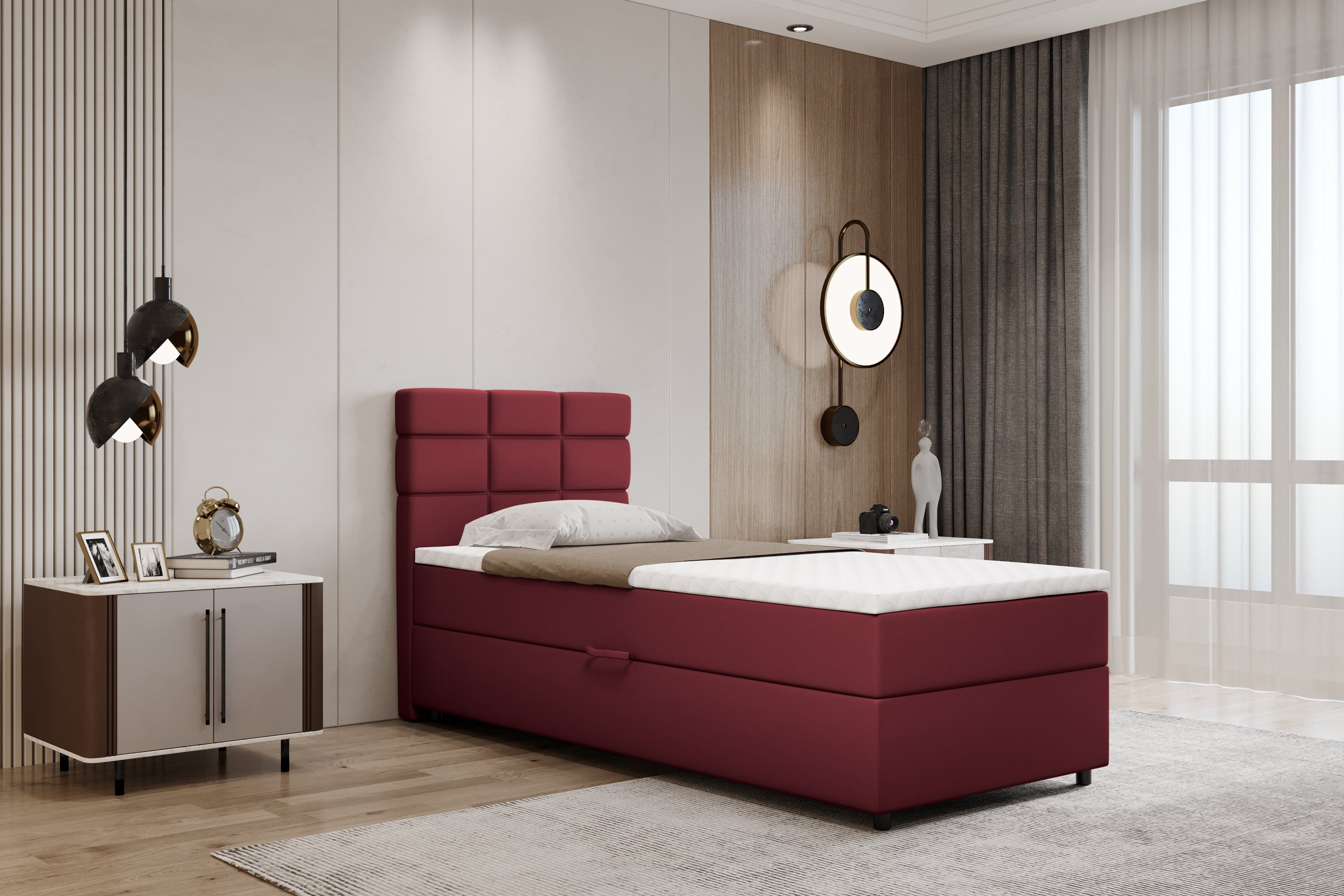 Homesy Boxbett Reve, 90x200, 100x200, 120x200, Boxbett mit Bettkast und Topper