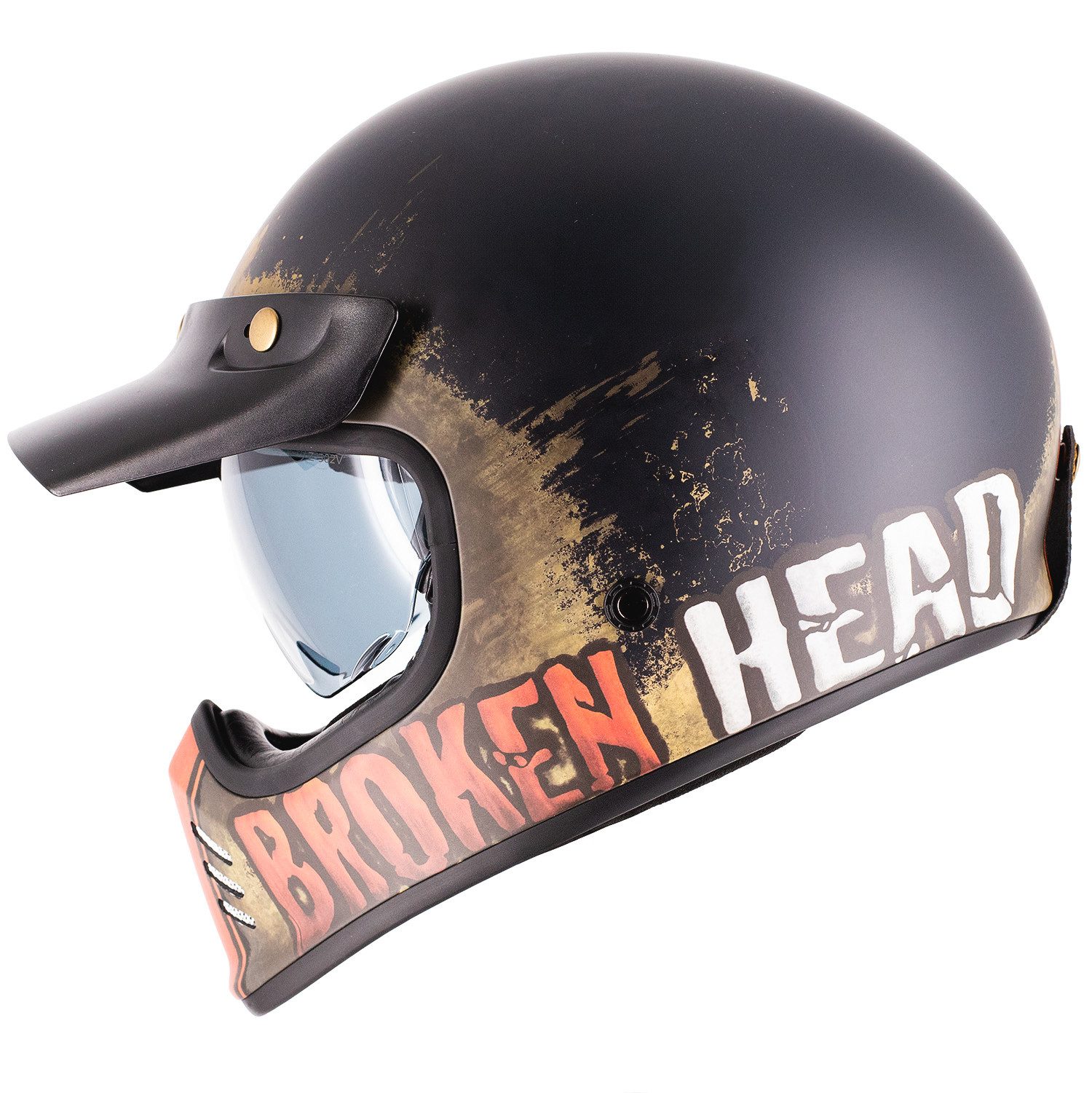 Broken Head Motocrosshelm Rusty Rider Orange, Old-School Optik